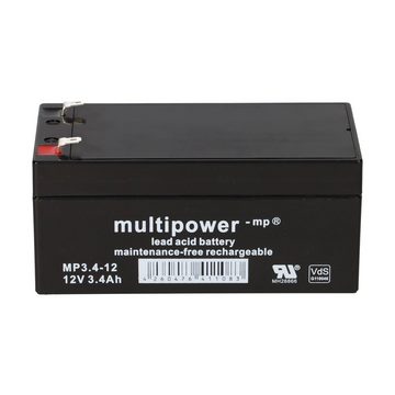Multipower Multipower Blei-Akku MP3,4-12 Pb 12V 3,4Ah VdS G110046, Faston 4,8 Bleiakkus
