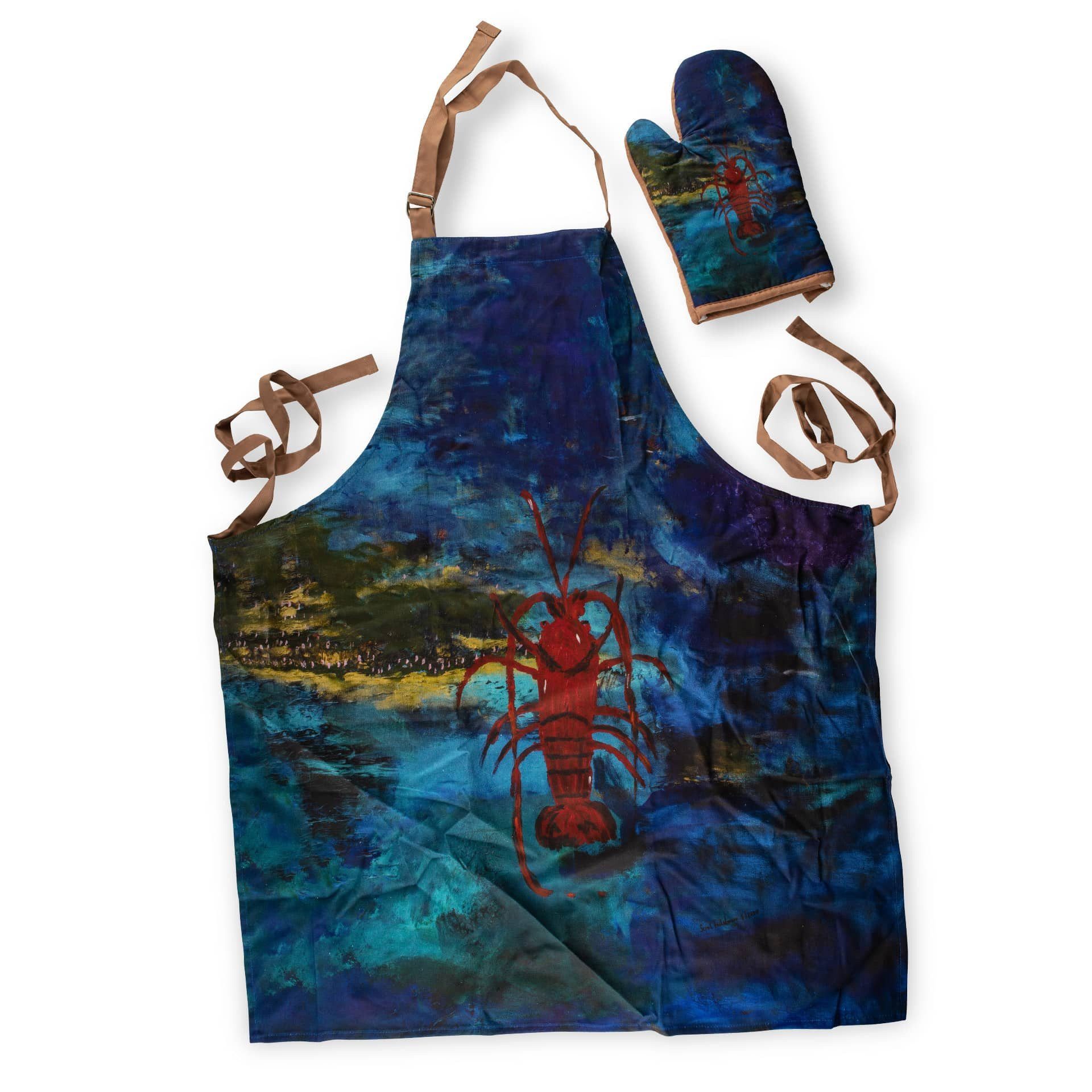 FACKELMANN Kochschürze Kochschürze mit Handschuh – Größenverstellbare Schürze & Backhandschuh