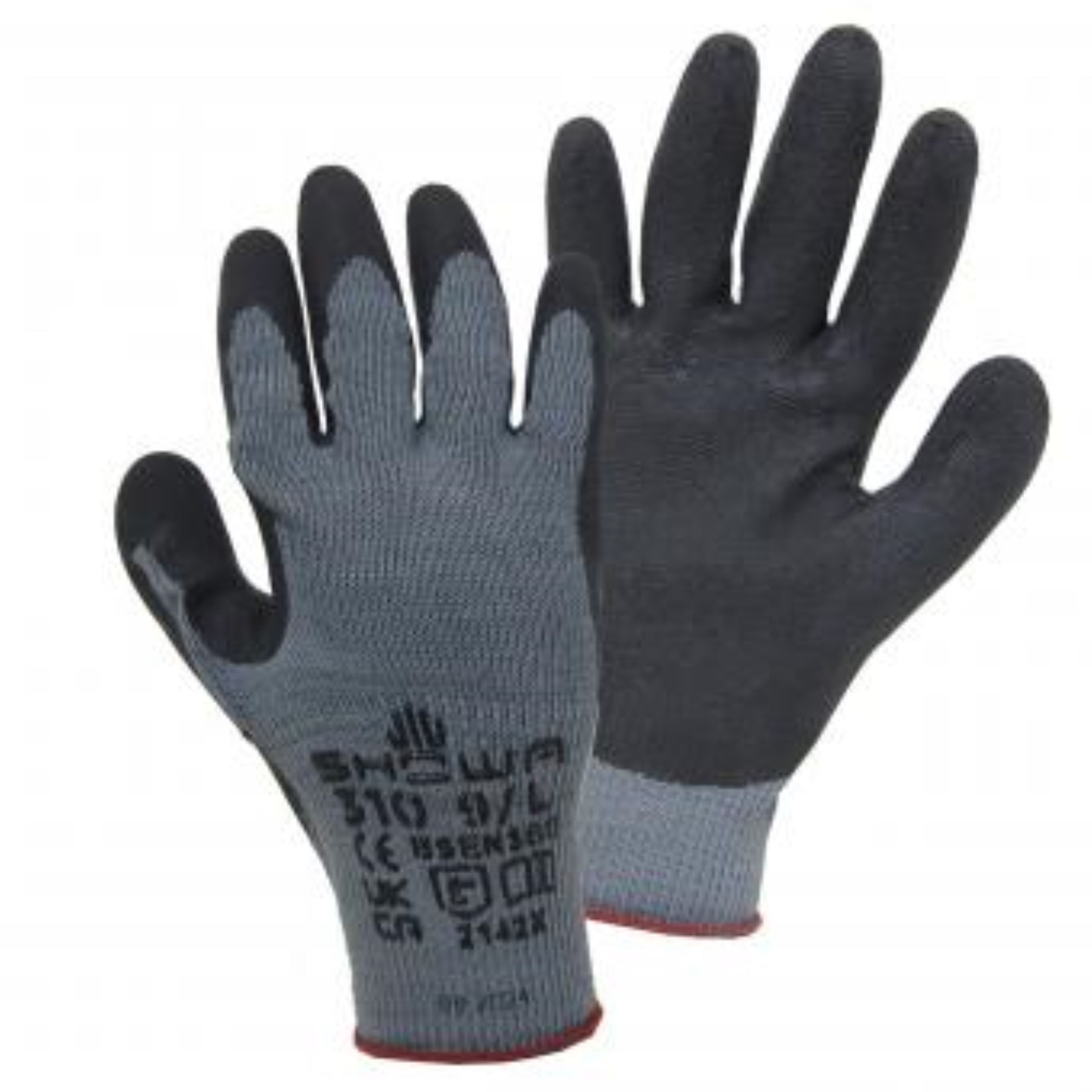 Leipold + Döhle Рабочие перчатки 5 Paar SHOWA 310 Grip Black Strickhandschuh Latex schwarz/grau Hervorragender Nass- und Trockengriff