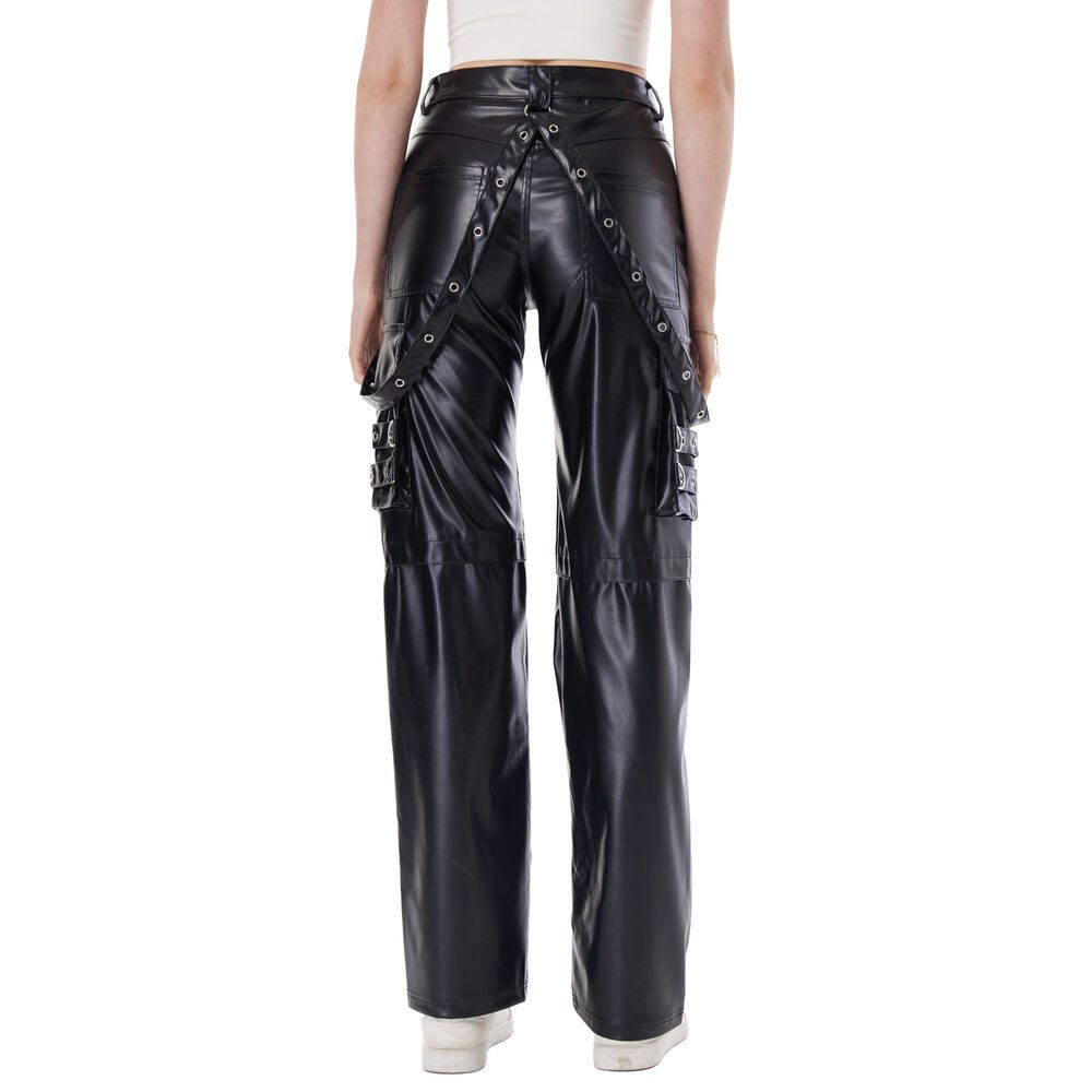 Ital-Design Lederimitathose Moderne Damenhosen mit Schnallen und Taschen fü günstig online kaufen