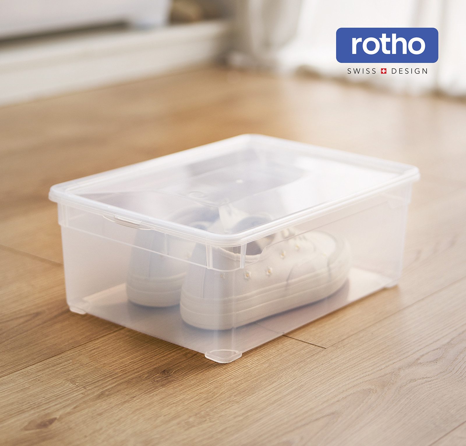 ROTHO Stapelbox Clear Box 10L Aufbewahrungsbox transparent stapelbar mit Deckel (Sichtboxen-Set, 6 St., 6er-Set), transparentes Design