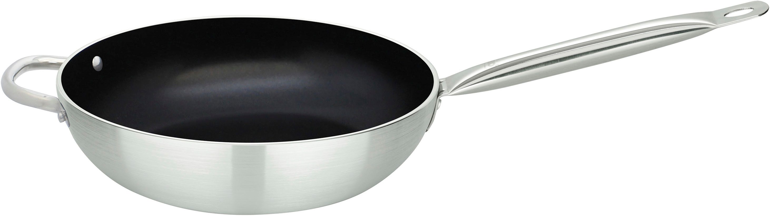 Elo Wok Wokpfanne 28cm Bistro Line, Aluminium (1-tlg), langer, handlicher Edelstahl Profi Griff, Ø 28 cm, Induktion