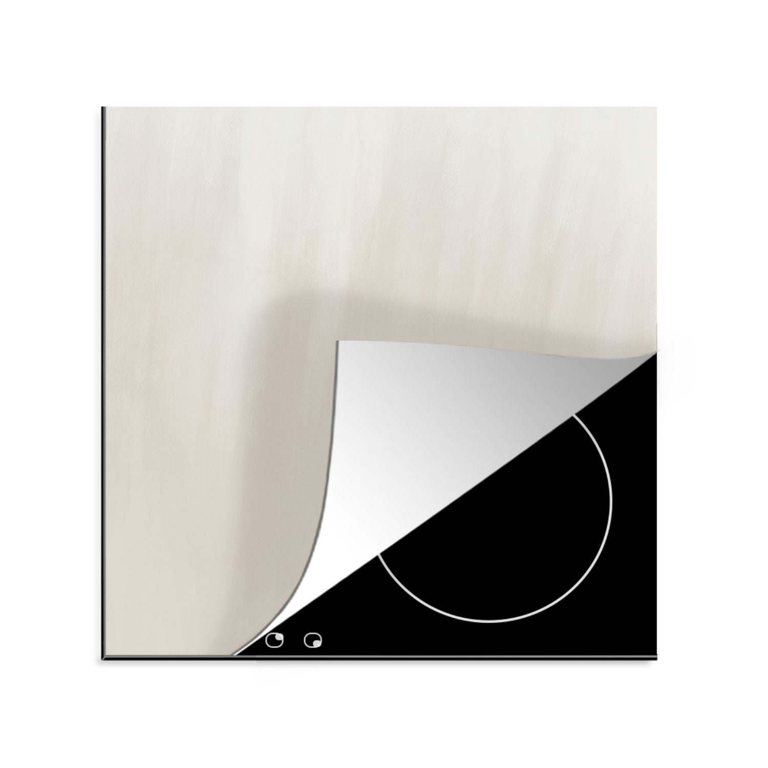 MuchoWow Herdblende-/Abdeckplatte Abstrakt - Design - Taupe, Vinyl, (1 tlg), 78x78 cm, Ceranfeldabdeckung, Arbeitsplatte für küche