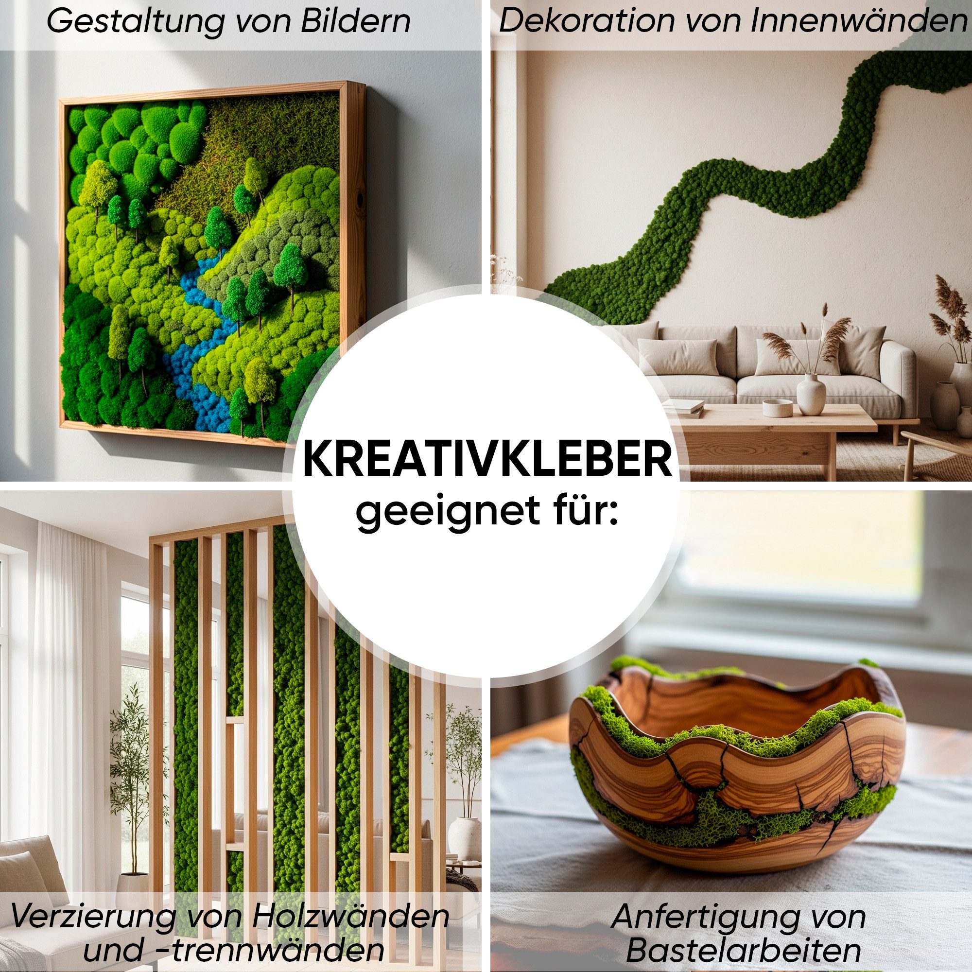 7 Artists Bastelkleber 7 Artists Mooskleber Bastelkleber für Moosbilder Islandmoos, Moosdeko, Grün und transparent 500 ml, 1000 ml