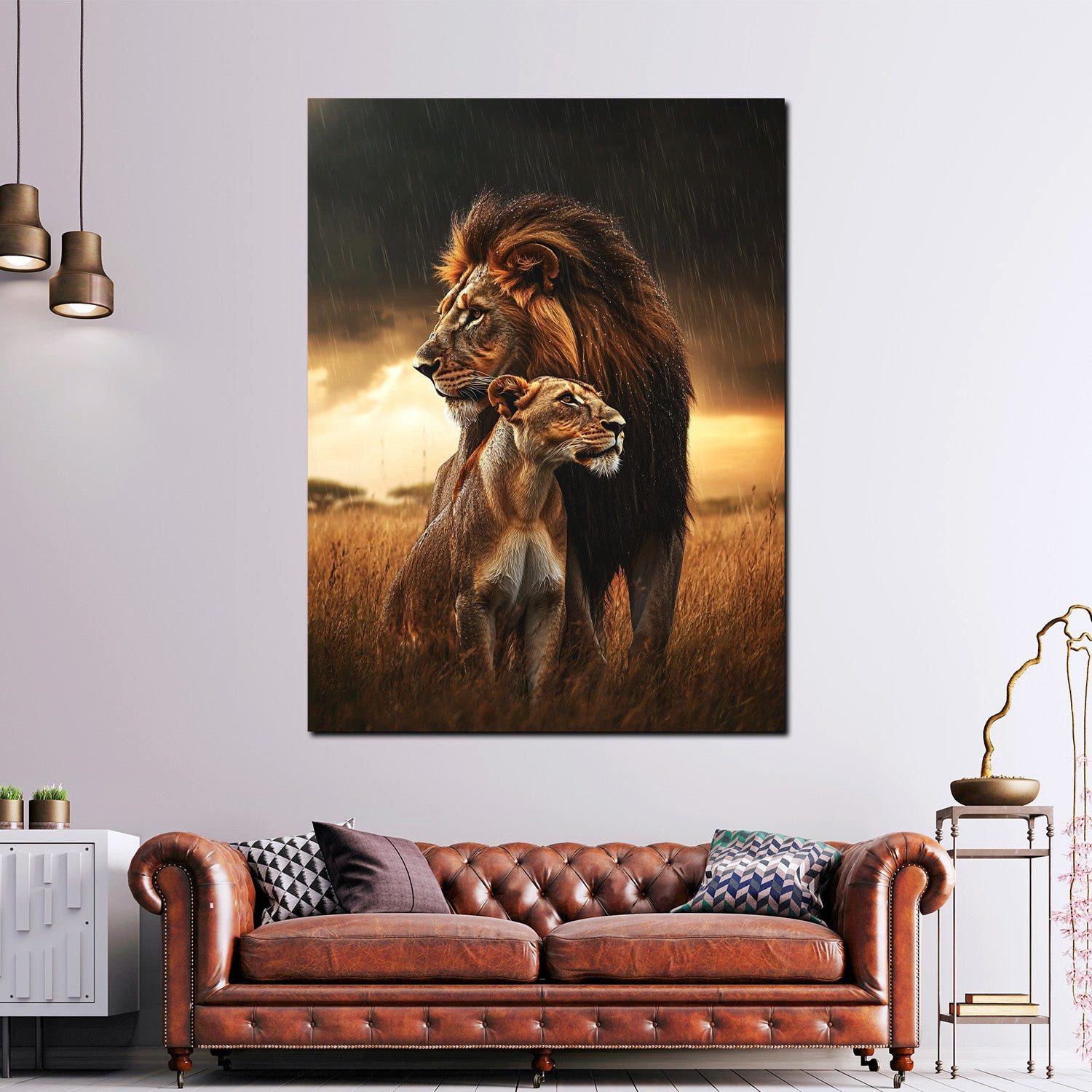Artedinoi Leinwandbild Löwe und Löwin kraftvoll beeindruckend Leinwandbild Wandbild Kunstdruc, Löwe und Löwin, kraftvoll