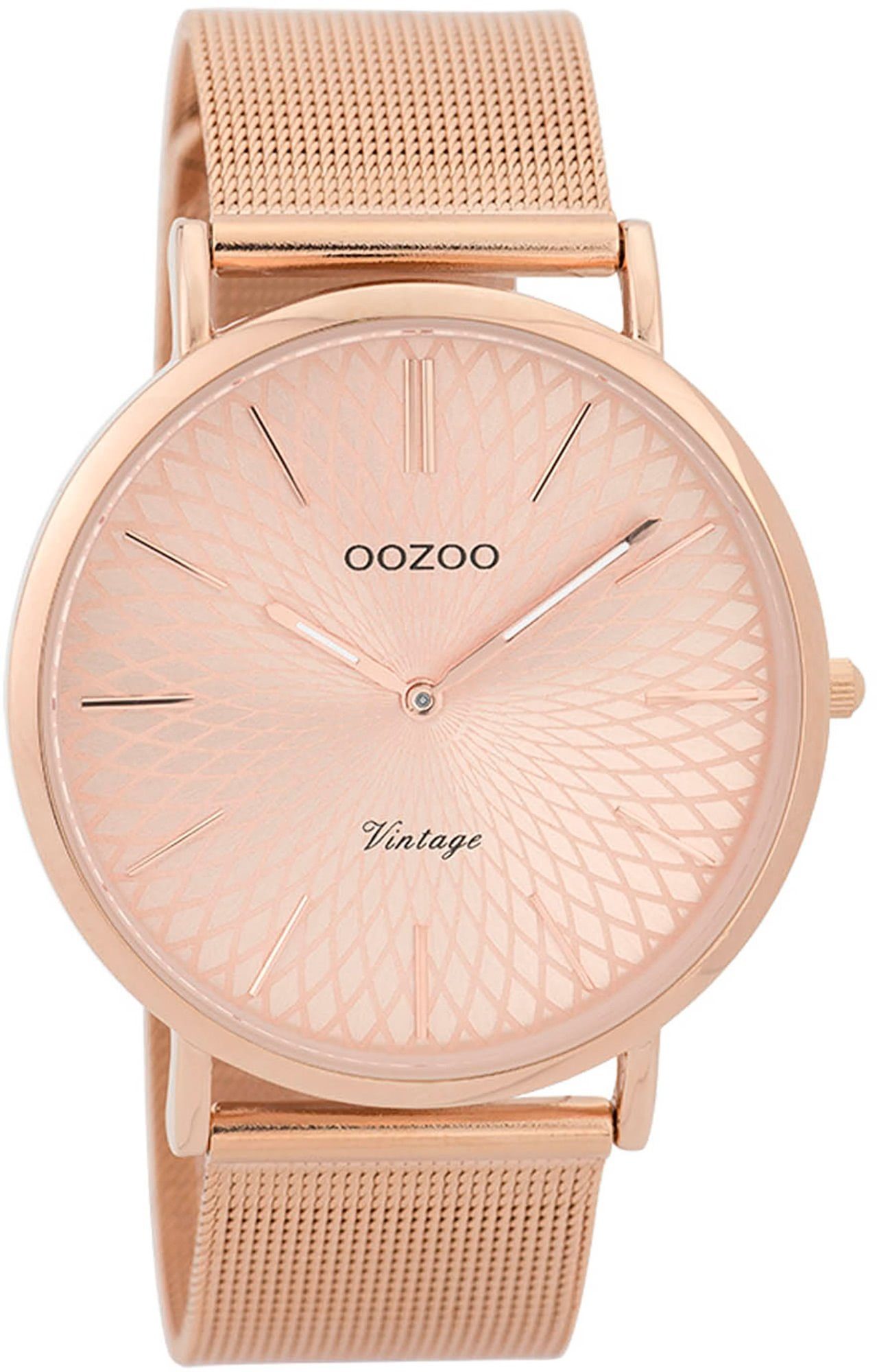 OOZOO Quarzuhr Oozoo Damen Armbanduhr rosegold Analog, (Analoguhr), Damenuhr rund, groß (ca. 40mm), Edelstahlarmband rosegold, Fashion