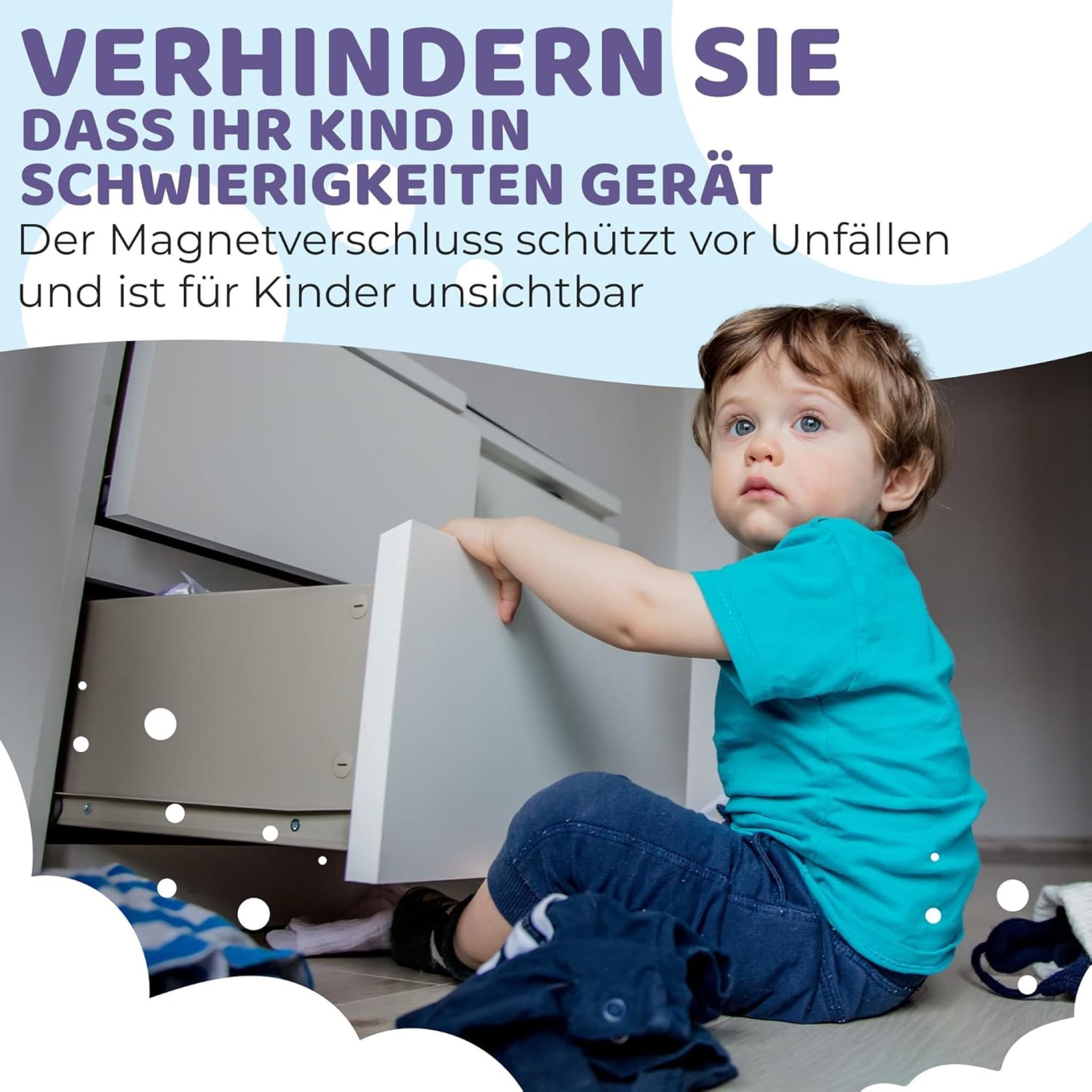 WunderHippo Kindersicherung Magnetische Kindersicherungen 12 Schlösser+3 Schlüssel, weiß
