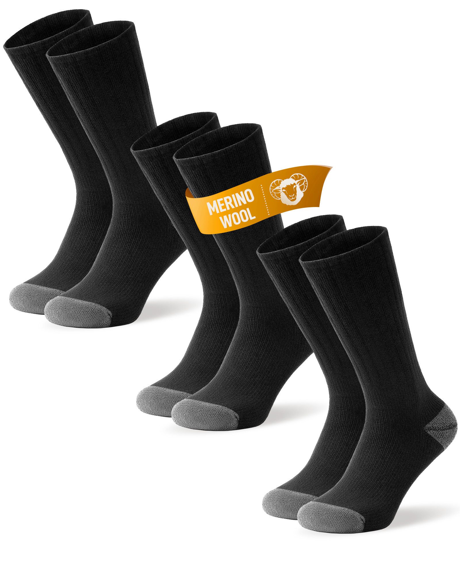 TANSTC Thermosocken Wandersocken Damen Herren Wärme Merino Wolle Socken Wollsocken (Packung, 3 Paar Socken) Atmungsaktiv, hautfreundlich, Strapazierfähig & langlebig