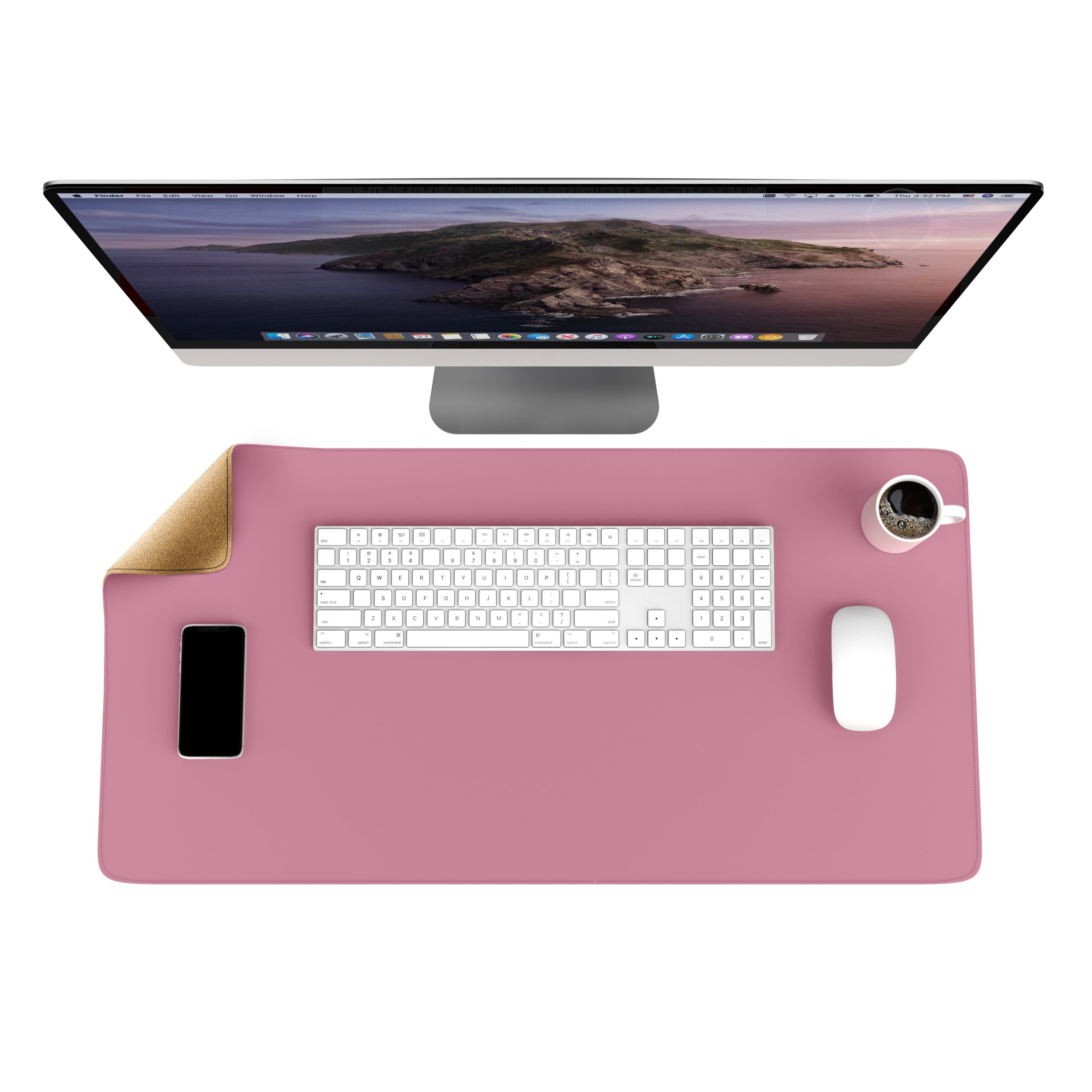 CSL Mauspad XXL Mousepad 800 x 400 x 3 mm, Tischunterlage, Elegante Leder Optik (1-St), rutschfest, abwaschbar, Geschwindigkeit & Präzision, pink, Gaming