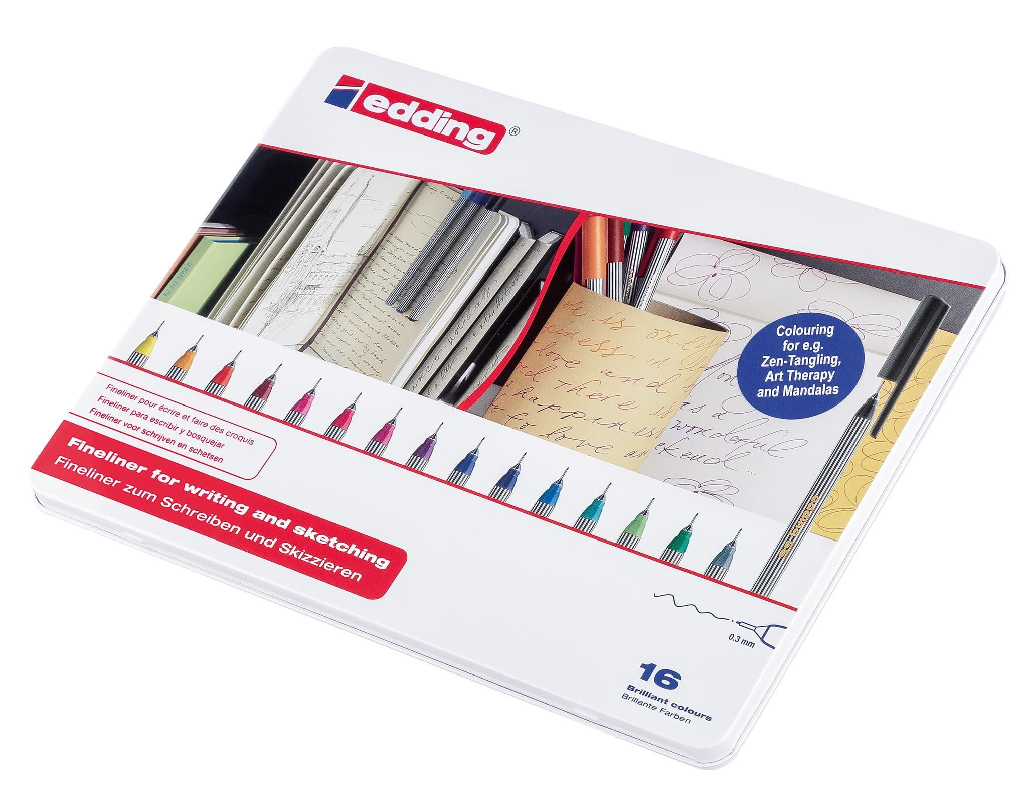 edding Malstift Edding Fineliner 55 16er-Metallboxsortiert