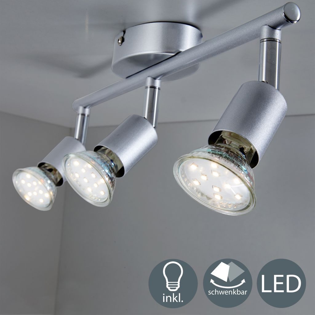 B.K.Licht Deckenleuchte Deckenspot 3x3W Titanfarbig Modern GU10 30-01-03-T, wechselbar, Schwenkbar - 3000K LED Drehbar 750lm