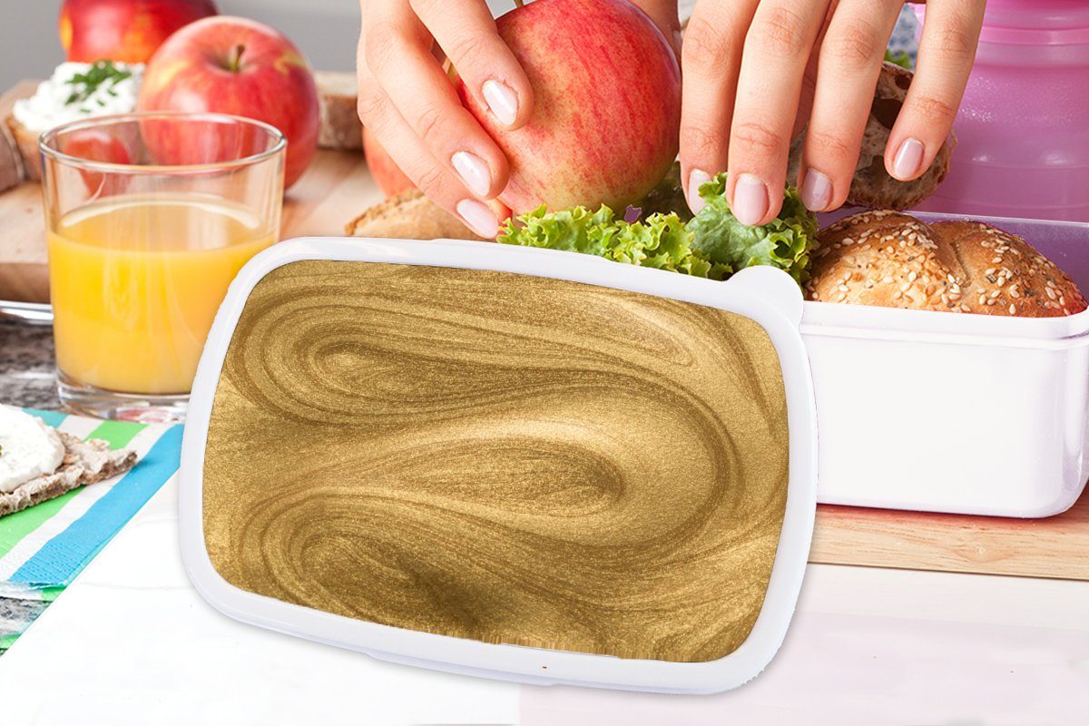 Kinder Abstrakt MuchoWow weiß und Erwachsene, Glitzer - Lunchbox Kunststoff, - für Gold Brotdose, - für Brotbox Mädchen Jungs Luxus, (2-tlg), und