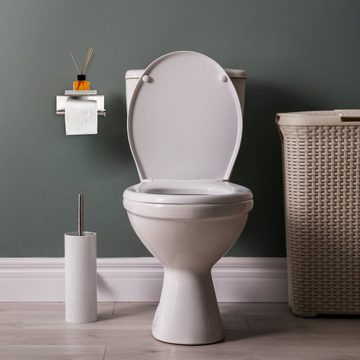 relaxdays Toilettenpapierhalter Toilettenpapierhalter mit Ablage silber