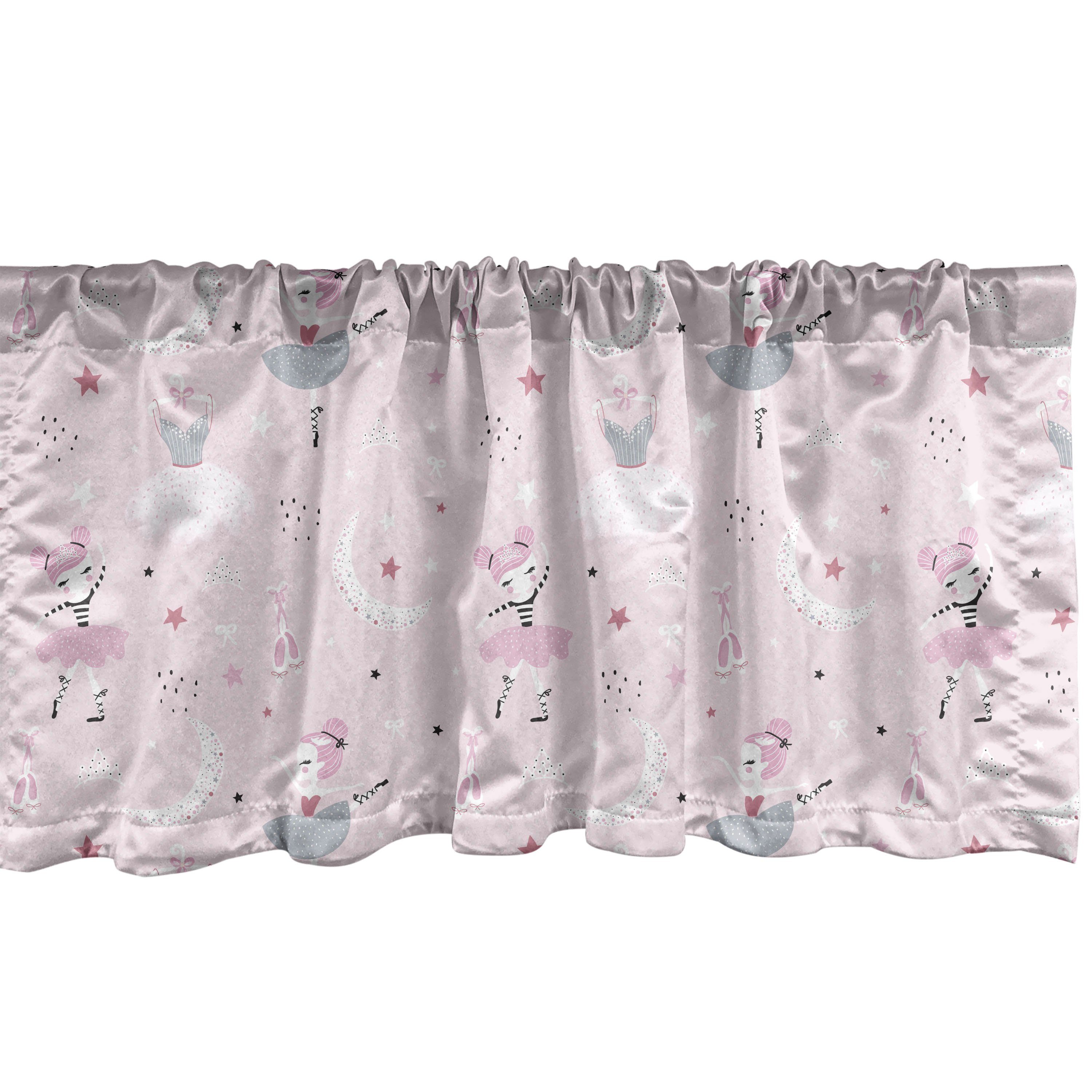 Scheibengardine Vorhang Volant für Küche Schlafzimmer Dekor mit Stangentasche, Abakuhaus, Microfaser, Kindisch Pastellfarbig Ballerina