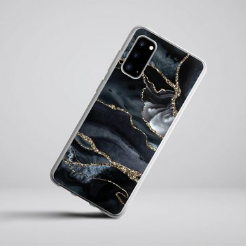 DeinDesign Handyhülle Glitzer Look Marmor Trends Dark marble gold Glitter look, Samsung Galaxy S20 Silikon Hülle Bumper Case Handy Schutzhülle