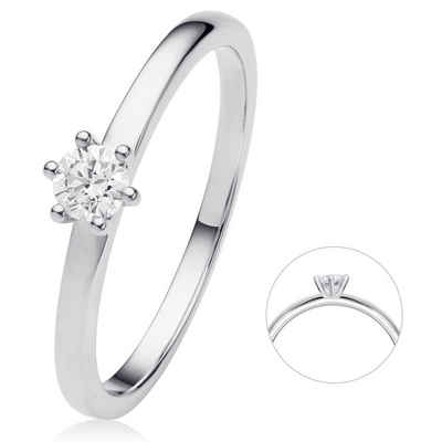 ONE ELEMENT Diamantring 0.2 ct Diamant Brillant Ring aus 750 Weißgold, Damen Gold Schmuck