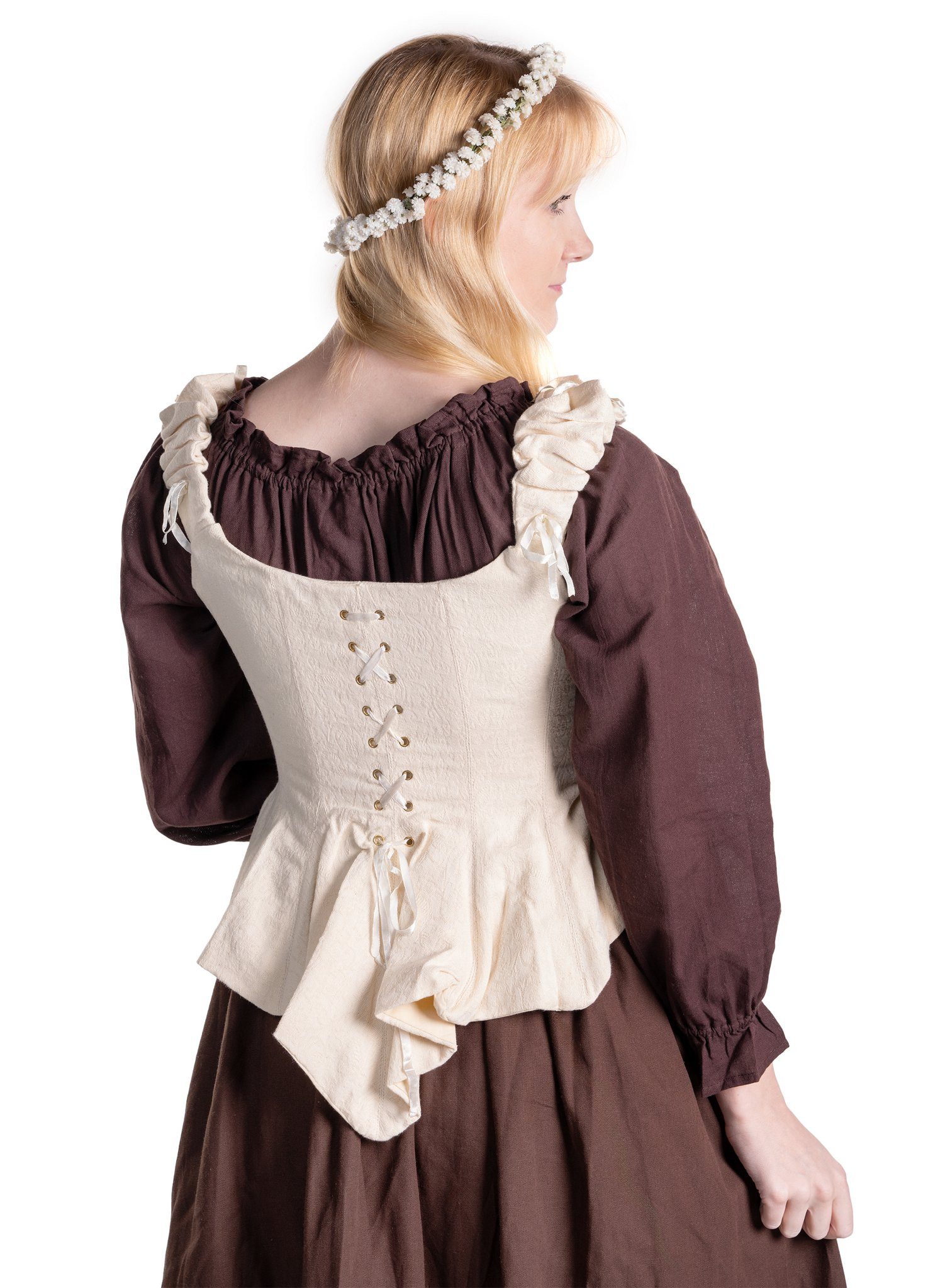 Metamorph Hexen-Kostüm Einfache Corsage mit Stäbchen weiß, Hochwertige und authentische Mittelalterkleidung zu unschlagbar günst