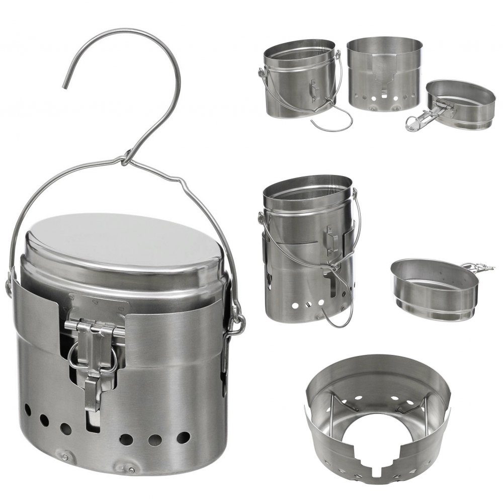 MFH Topf-Set Schwed. Kochset, M40, Edelstahl, 3-teilig, Edelstahl (Set)