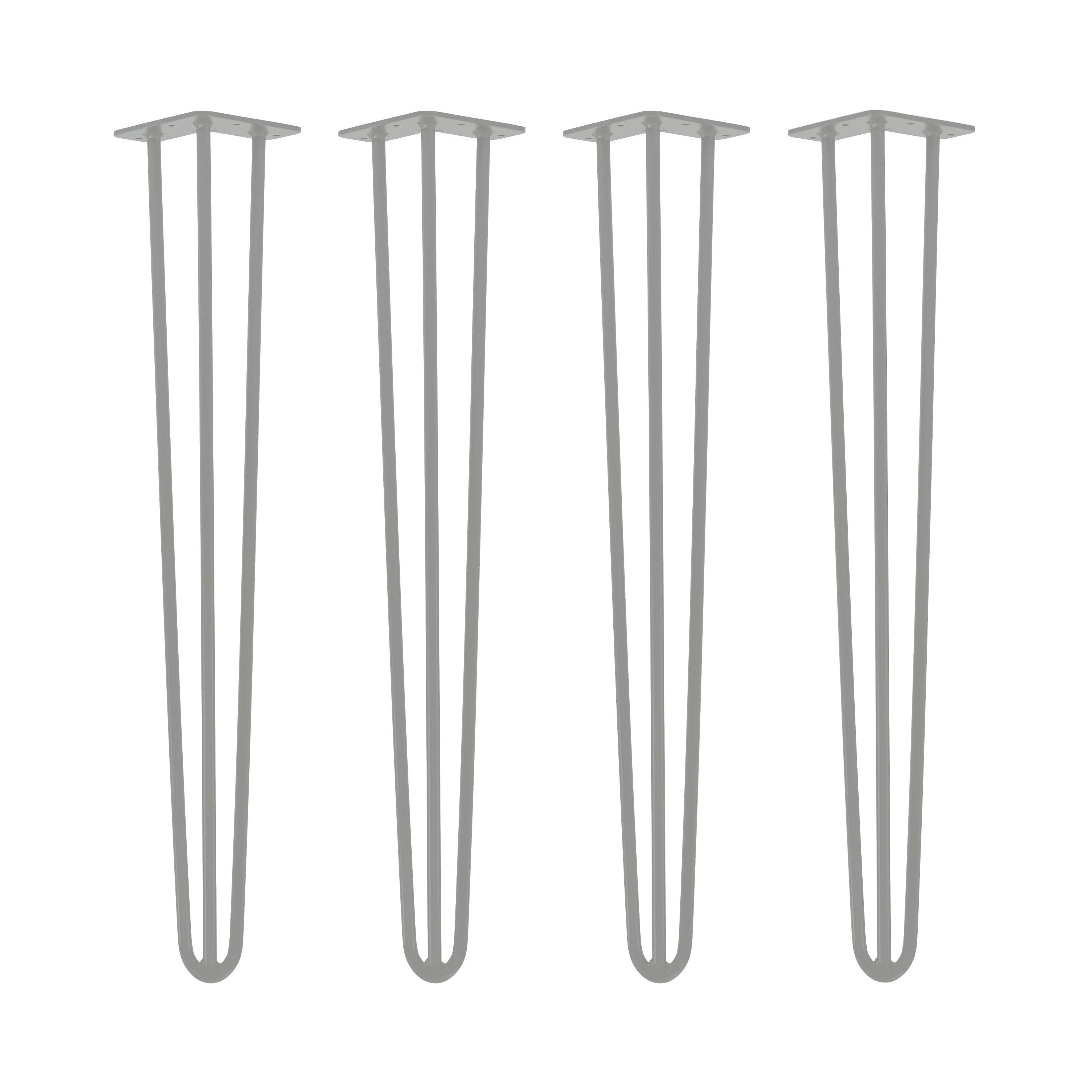 Natural Goods Berlin Tischbein 4er Set HAIRPIN Legs, Haarnadelbeine, Möbelfüße, 71cm - 3 Streben - Tisch, Grau