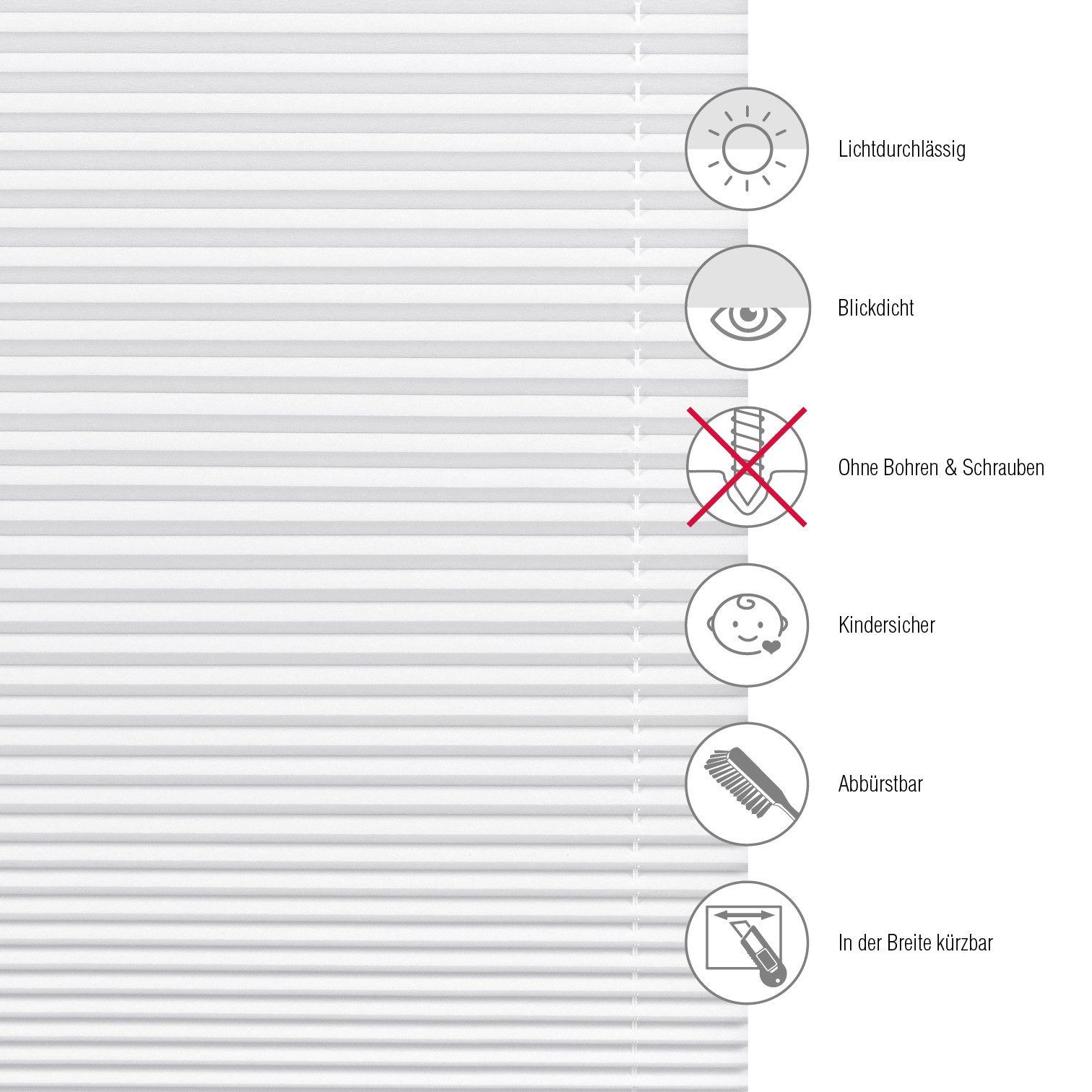 GARDINIA Plissee EASYFIX mit 2 Bedienschienen, Lichtschutz, ohne Bohren, verspannt, Klemmfix, in der Breite kürzbar