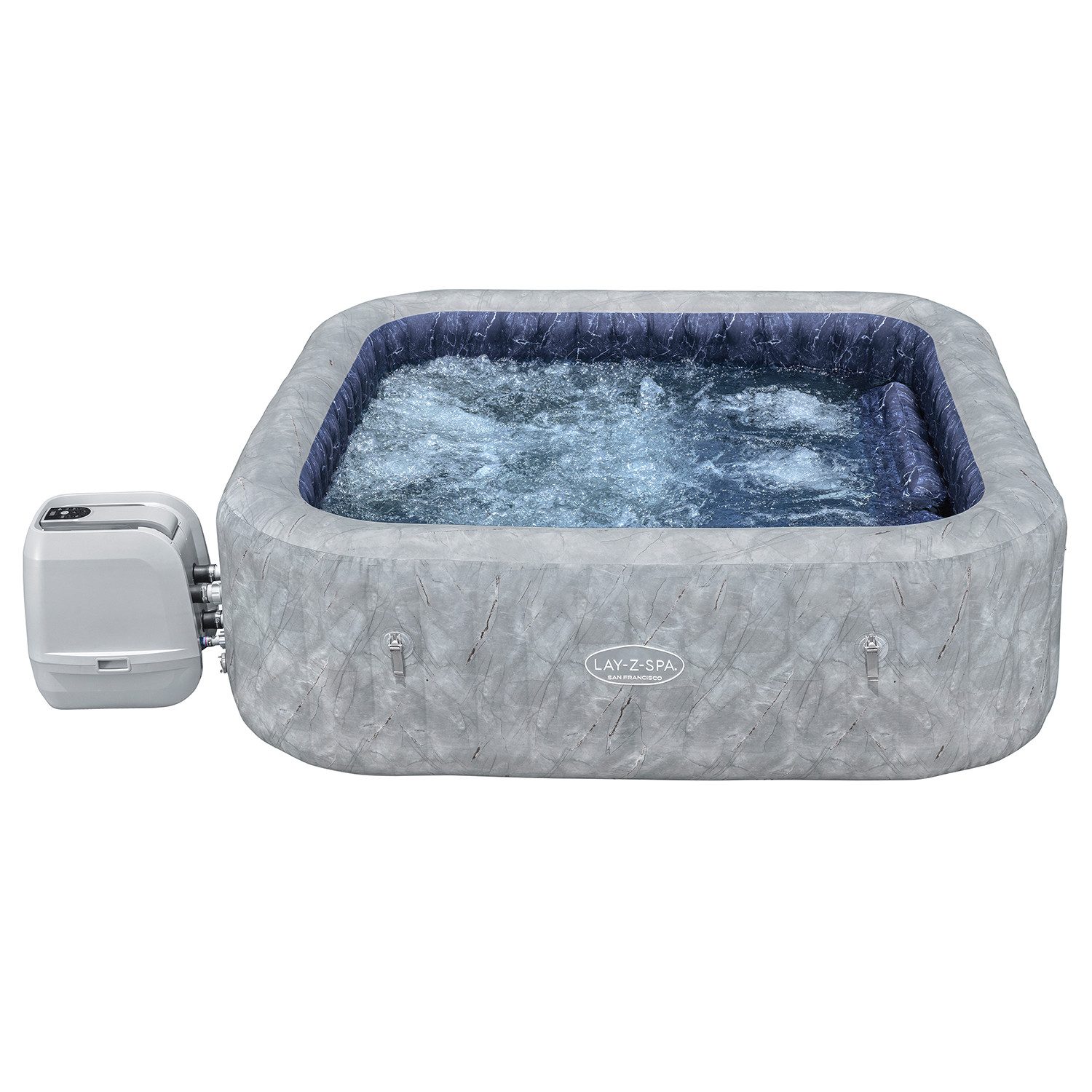 Bestway Whirlpool LAY-Z-SPA San Francisco HydroJet Pro, (Packung, mit App-Steuerung, 230 x 230 x 71 cm), Integrierte Energiespardämmung