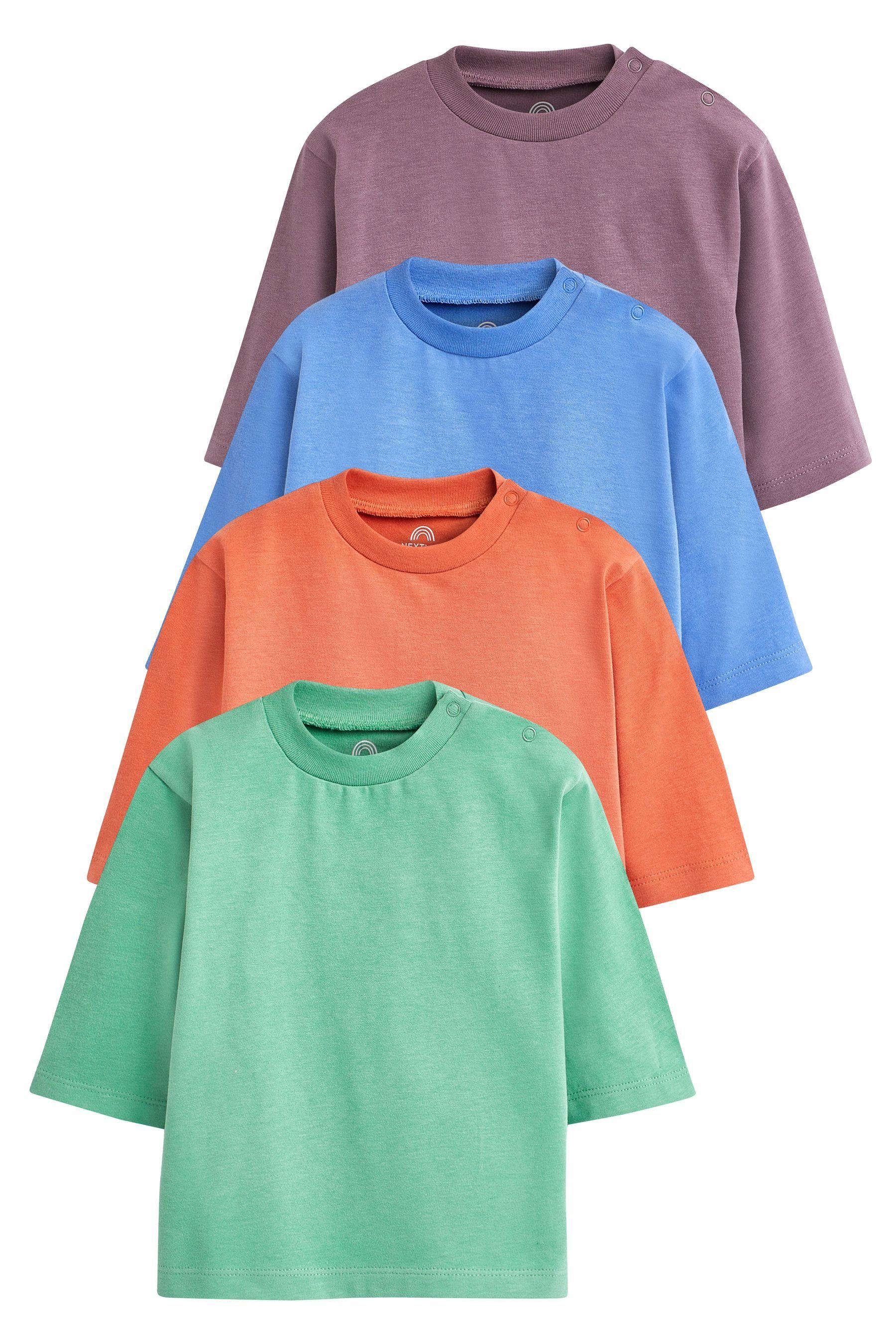 Next Langarmshirt 4er-Pack langärmelige Baby-T-Shirts (4-tlg) Bright Relaxed Fit