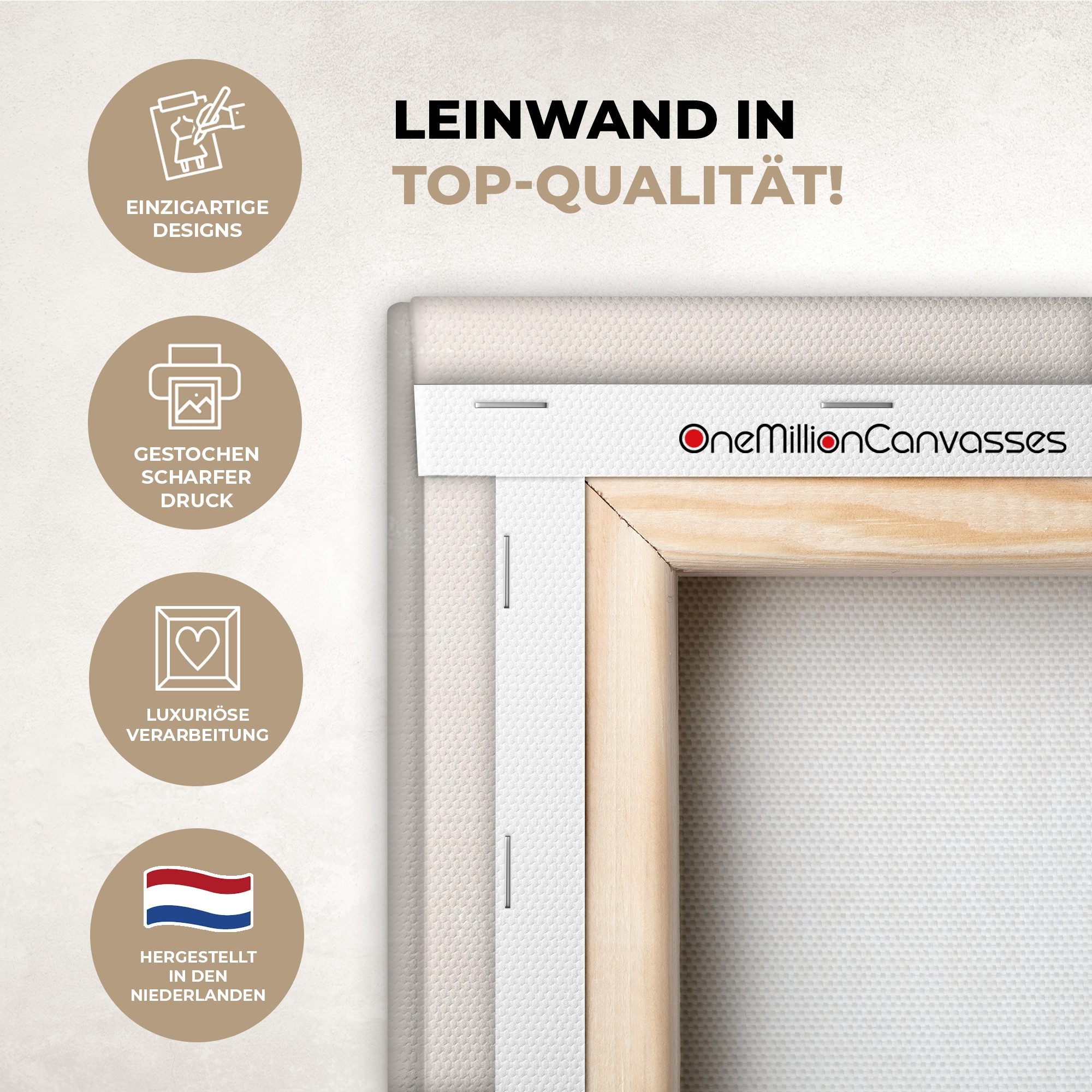 OneMillionCanvasses® Leinwandbild Abstrakt - Halbkreis - Kunst - Schwarz und weiß, Fotodruck (1 St), Wandbild, Deko Schlafzimmer Wohnzimmer Flur 20x20 cm