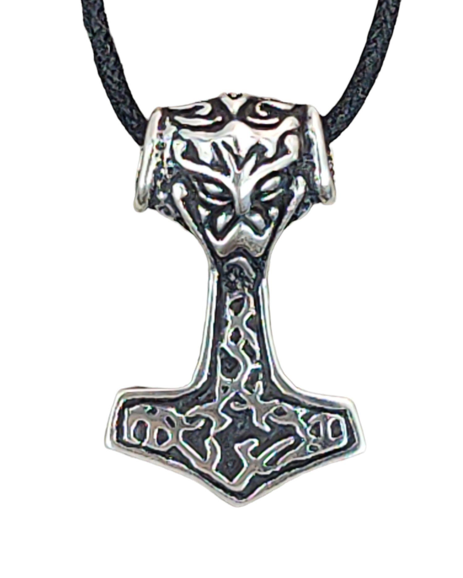 Kiss of Leather Kettenanhänger Thorshammer Mjölnir Thorhammer mit Anhänger Thor Königskette Silber 925