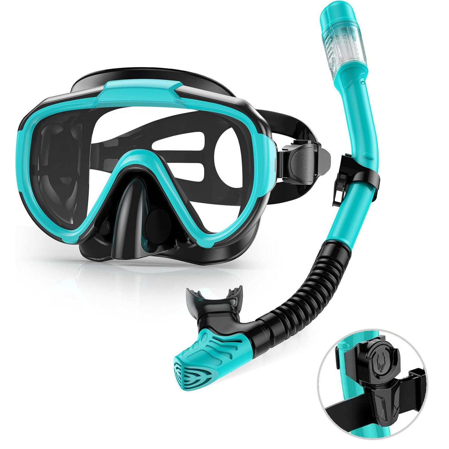 OKWISH Трубка Трубкаnset Taucherbrille Трубкаmaske Tauchenset (Dry Top Silikonschnorchel verstellbar, Anti-Leck Anti-Fog Tauchmaske aus Gehärtetem Glas), für Трубкаn Tauchen Urlaub Wassersport Reisen