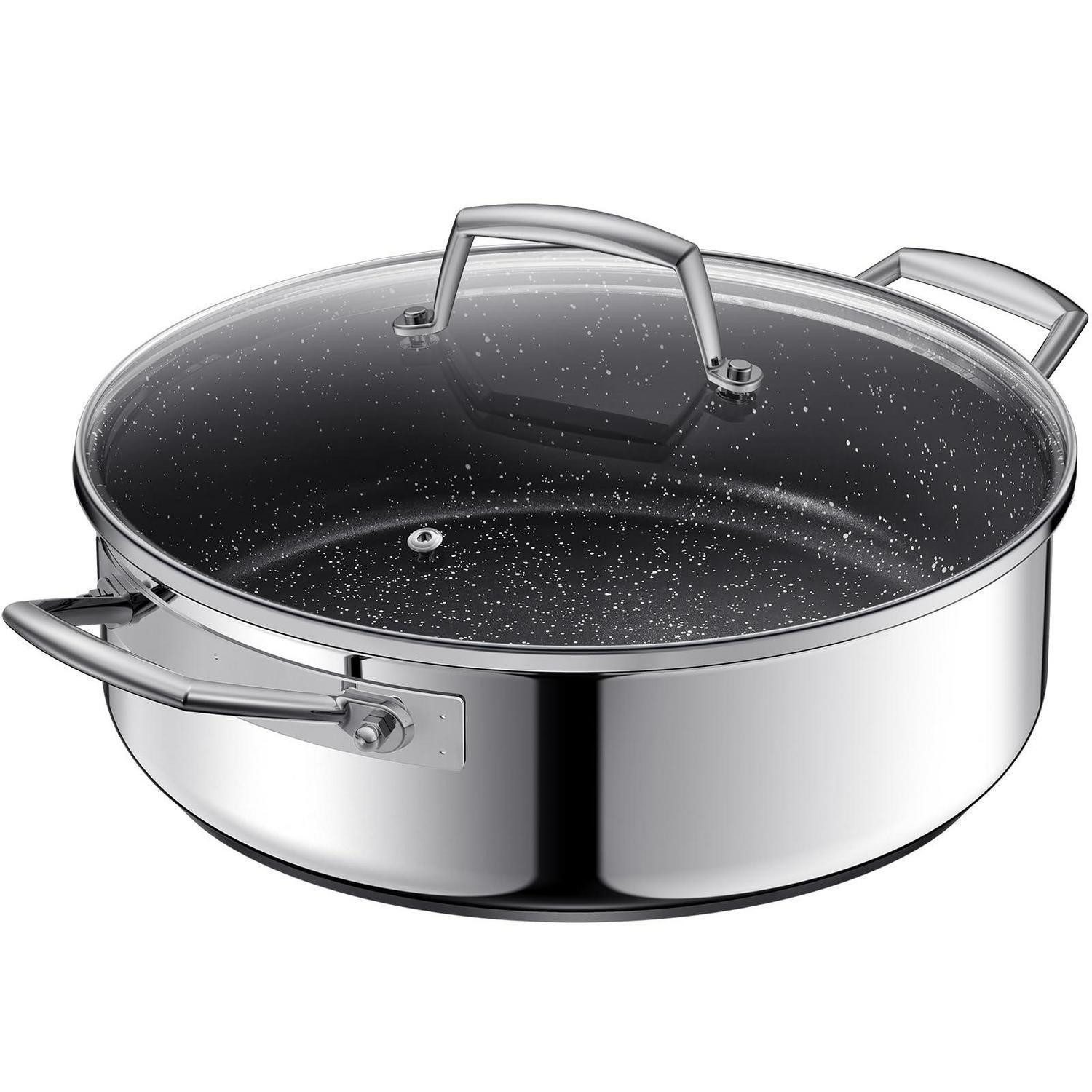 LuxusKollektion Schmorpfanne Schmorpfanne 28cm mit Deckel Induktion Edelstahl