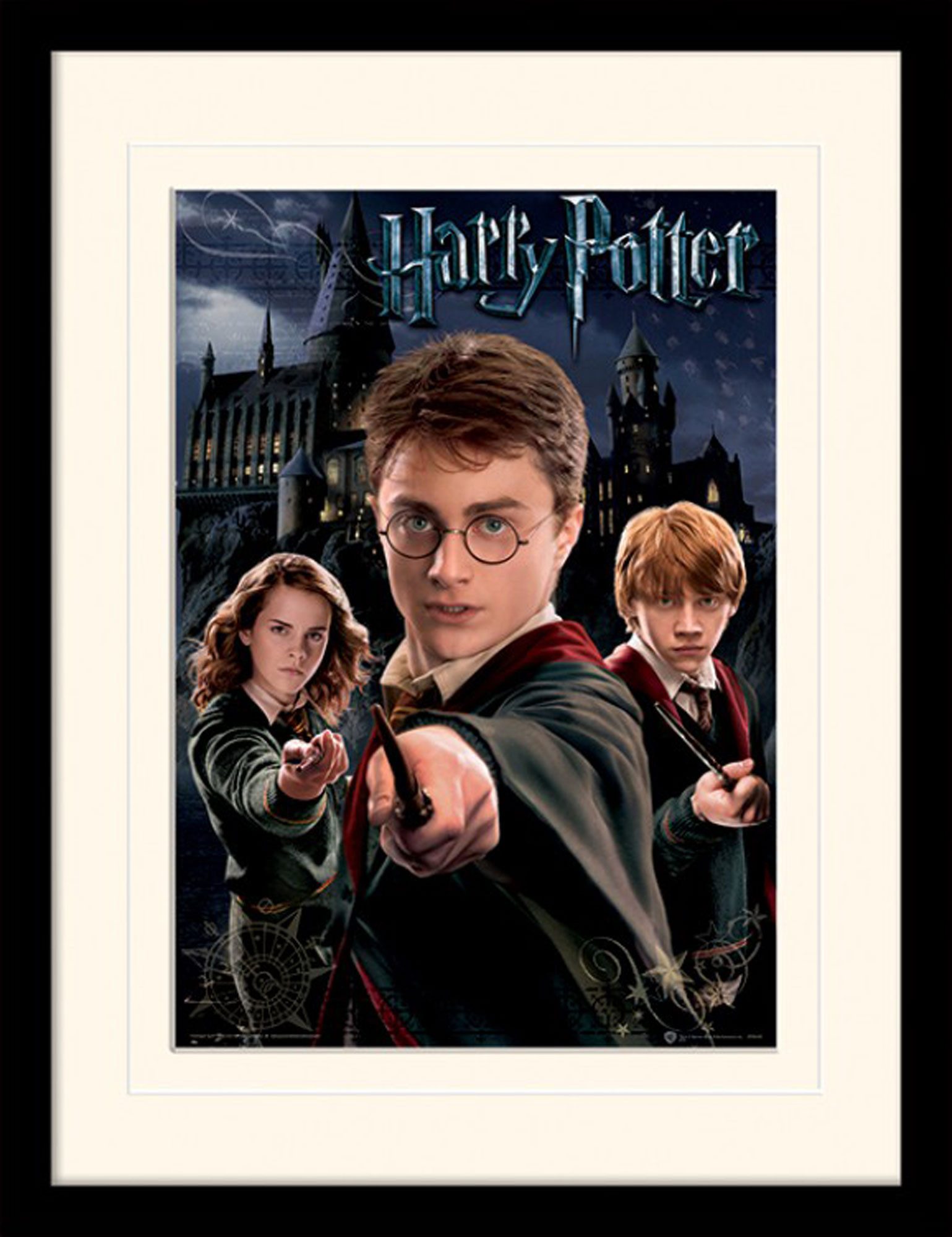 empireposter Wandbild Harry Potter - Harry, Ron & Hermione - Framed Poster - Größe 30x40 cm