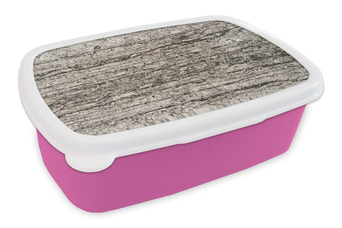 MuchoWow Lunchbox Steine - Vintage - Rost - Industriell, Kunststoff, (2-tlg), Brotbox für Erwachsene, Brotdose Kinder, Snackbox, Mädchen, Kunststoff rosa