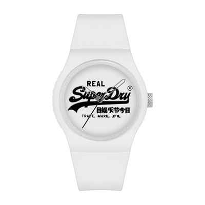 Superdry Quarzuhr, Superdry Herren Analog Quarz Uhr mit Silicone Armband SYG280WB