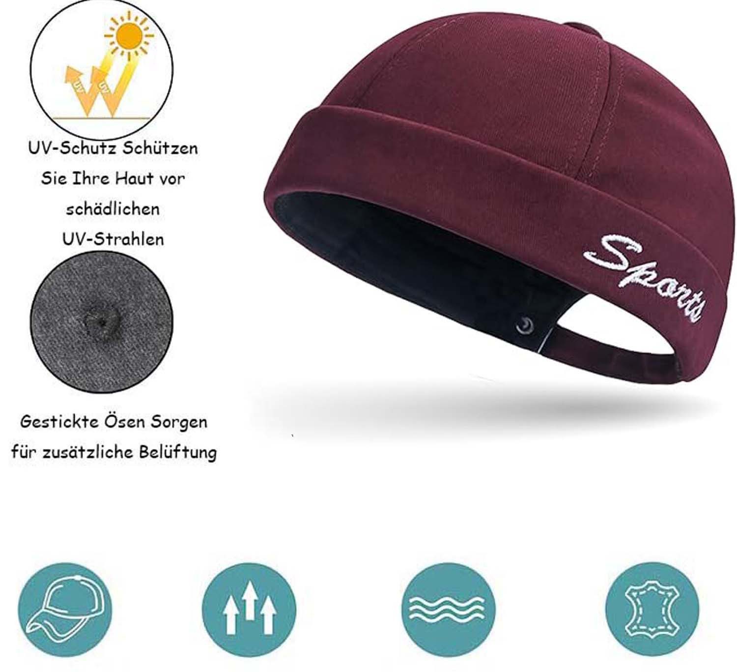 Zaewry Dockermütze Männer Docker-Mütze Seglerstil Ohne Schirm - Verstellbare Fischer – Bild 3 von 5