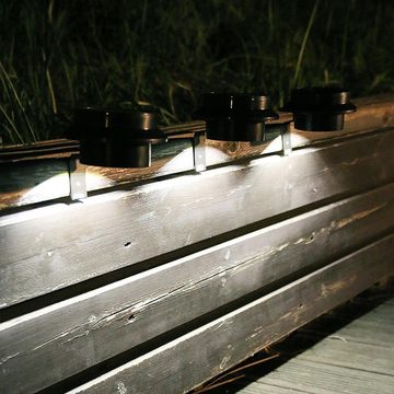 LETGOSPT Dachrinnenleuchten 3er Solarleuchten LED Garten Aussen Zaunlicht, LED fest integriert, Kaltweiß, Dachrinnen Wegeleuchten, Für Dekor Zaun Straße Garten Terrasse