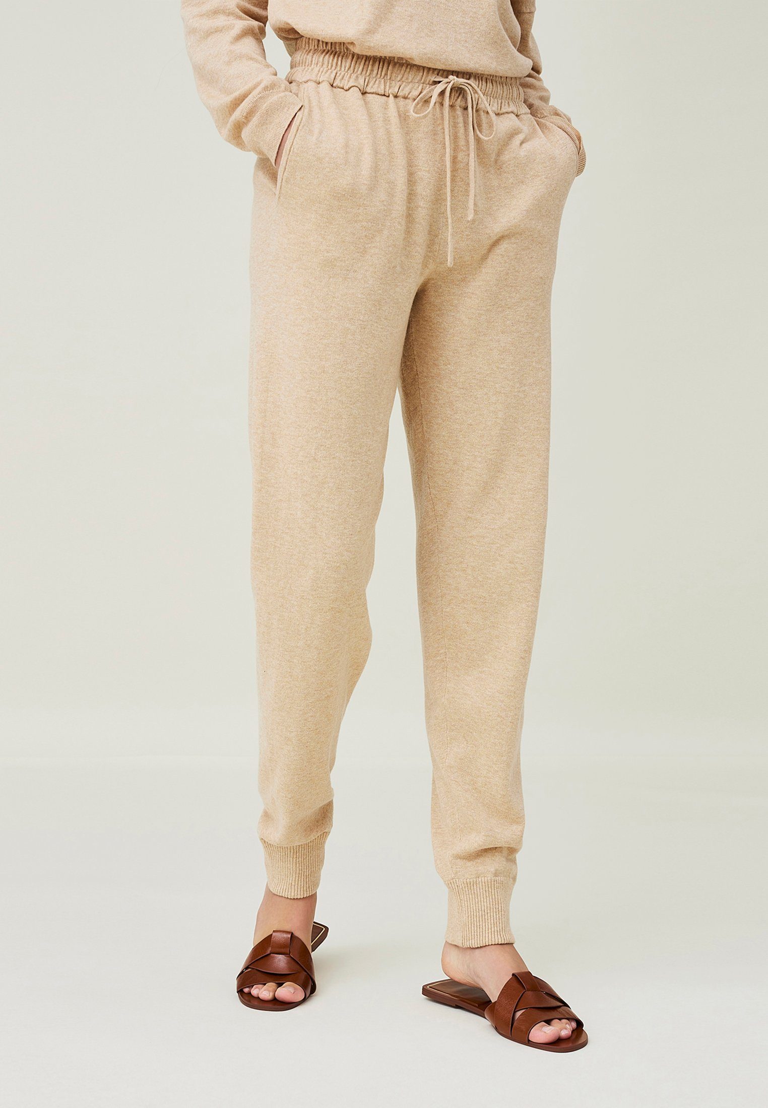 Lexington Dehnbund-Hose Elyssa Organic Cotton/Lyocell light beige melange | Komforthosen