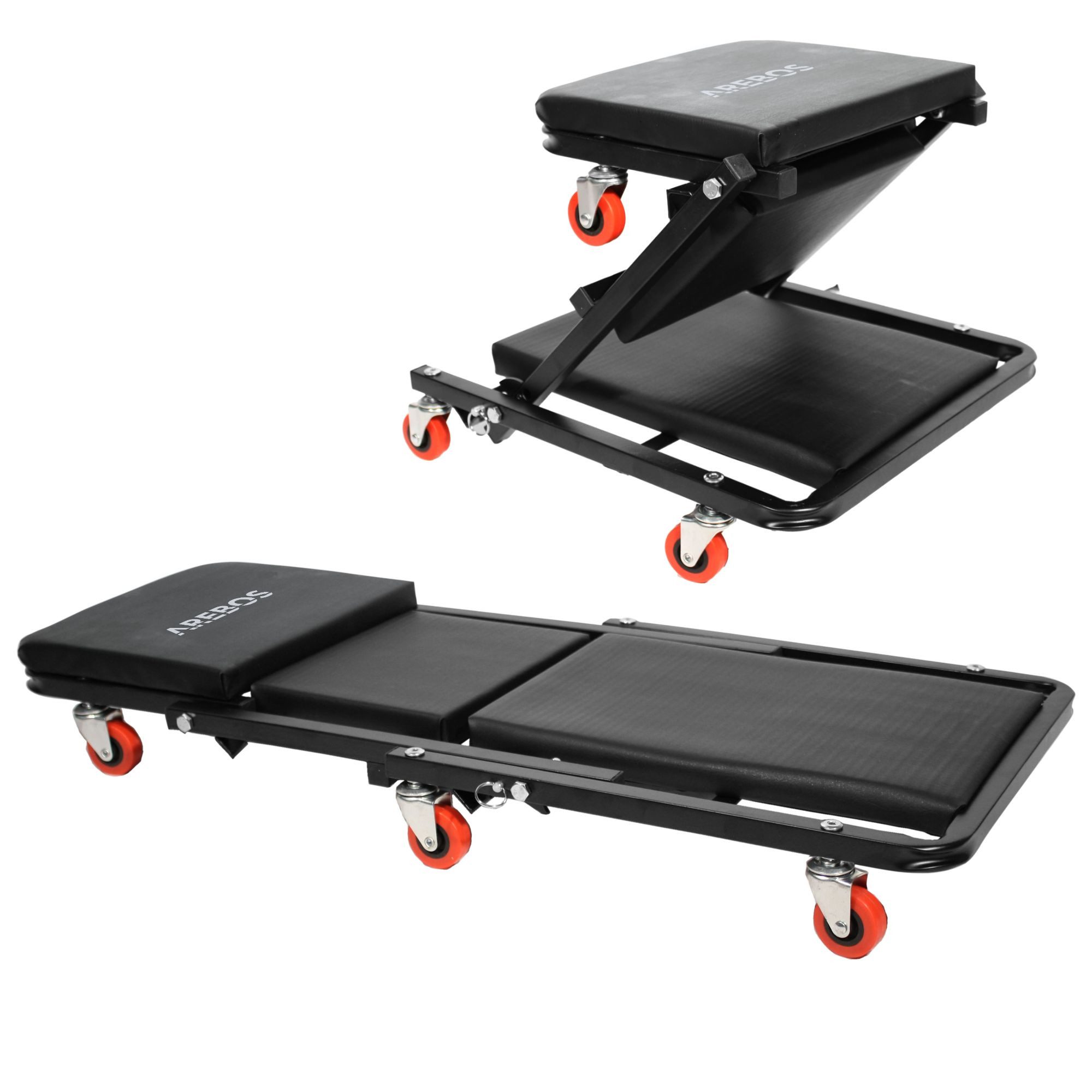 Arebos Transportroller 2-in-1 Montagerollbrett, 150 kg belastbar, 6 bewegliche Rollen, (Stück, 1-St., 360° drehbar), 150 kg belastbar, Stahlrahmen