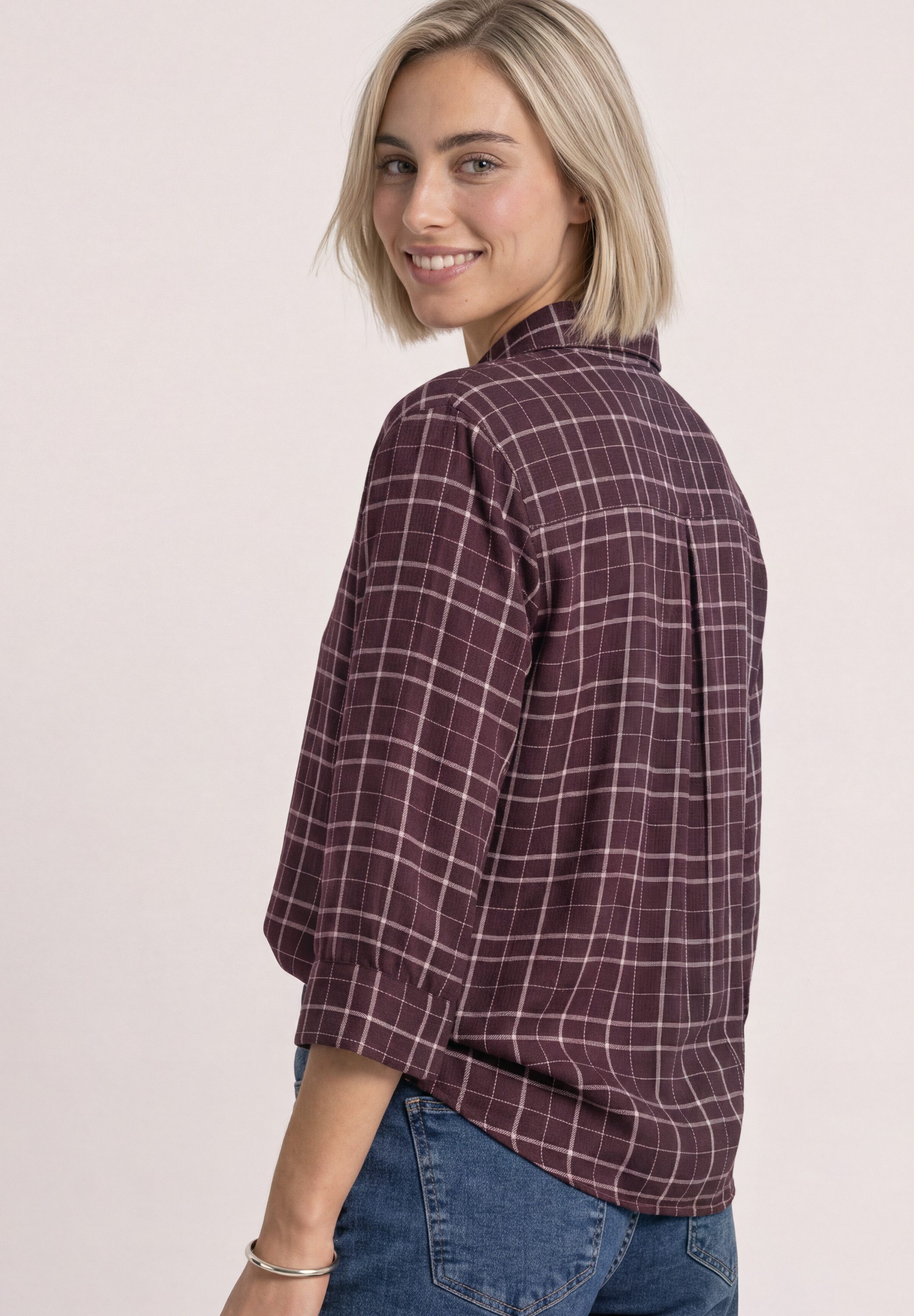 STREET ONE Druckbluse 3/4-Arm Hemdbluse / kariert