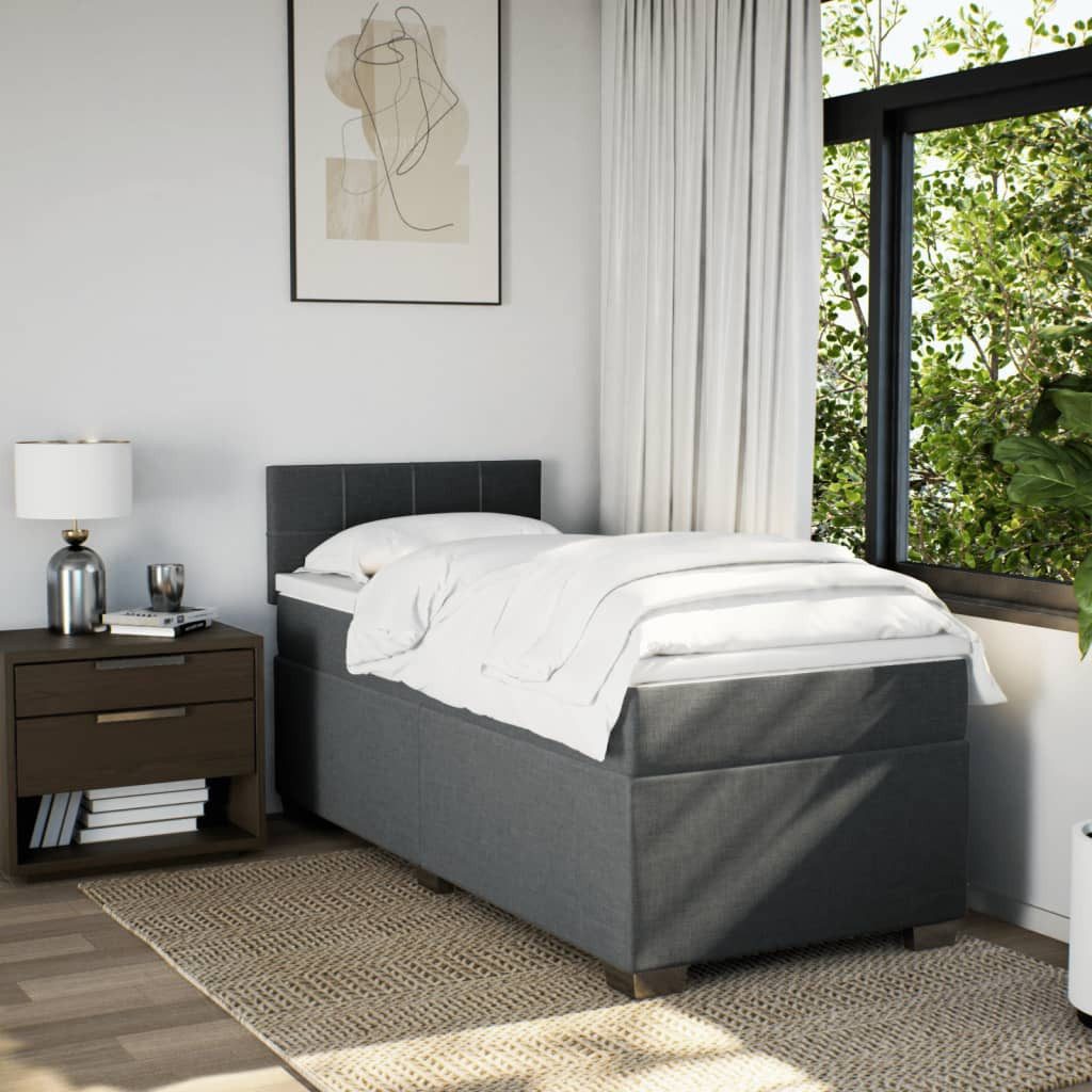 vidaXL Bett Boxspringbett mit Matratze Dunkelgrau günstig online kaufen