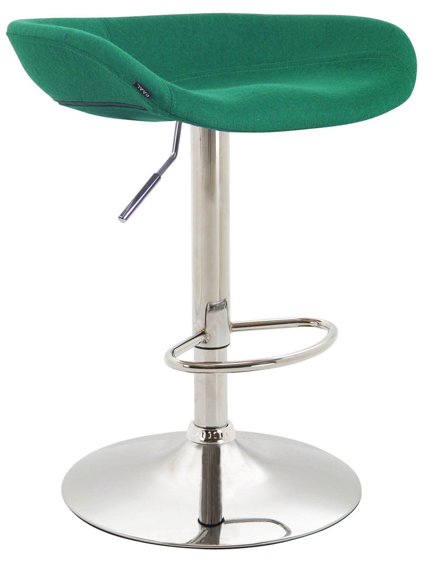 TPFLiving Barhocker Anna mit angenehmer Fußstütze (Barstuhl Hocker für Theke & Küche - 360° drehbar und höhenverstellbar), Gestell Metall chrom - Sitzfläche: Filz Grün