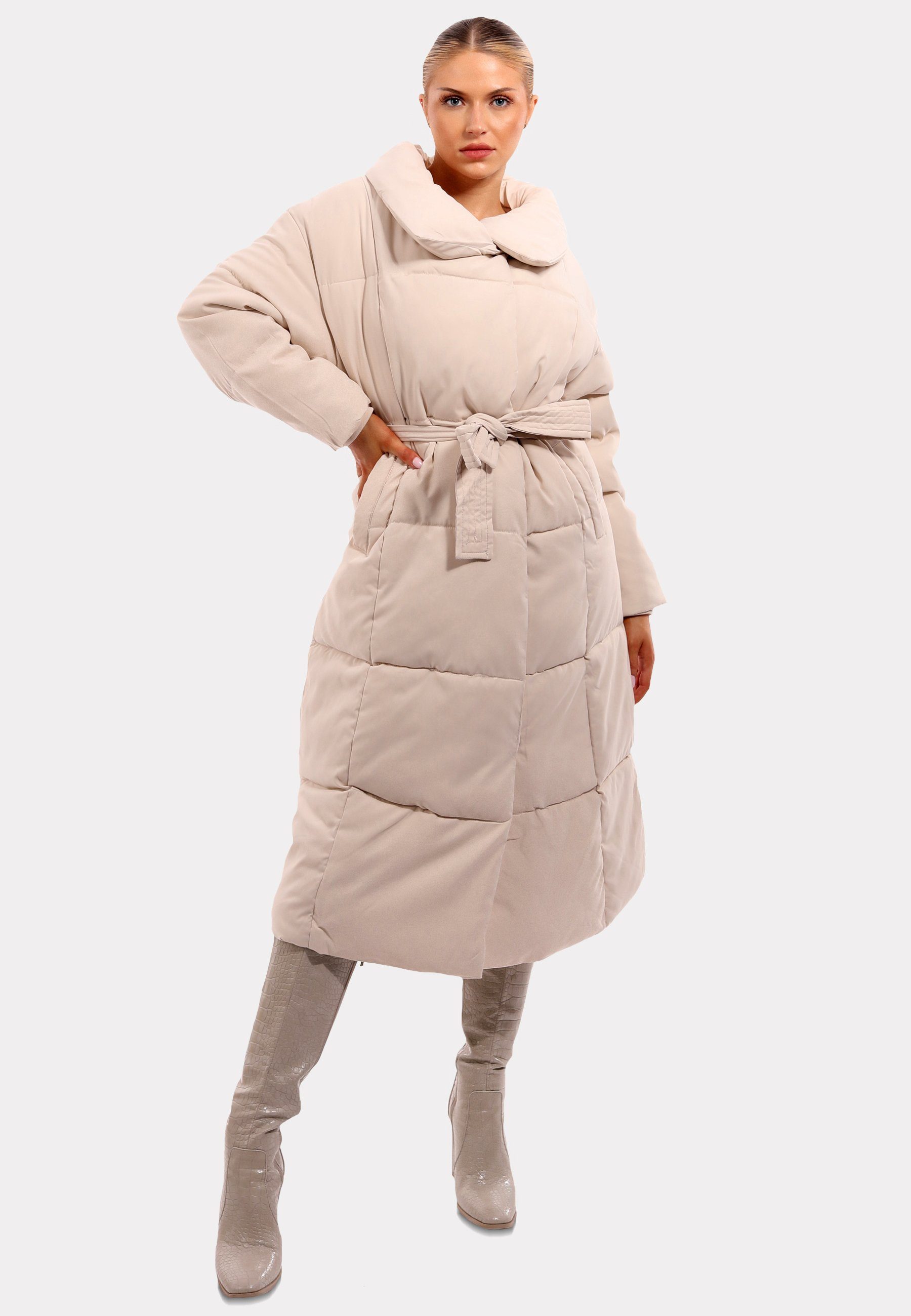 mit & Wintermantel Fashion Mantel in Saisonales YC Edler Creme Markantem Highlight: Style Kragen