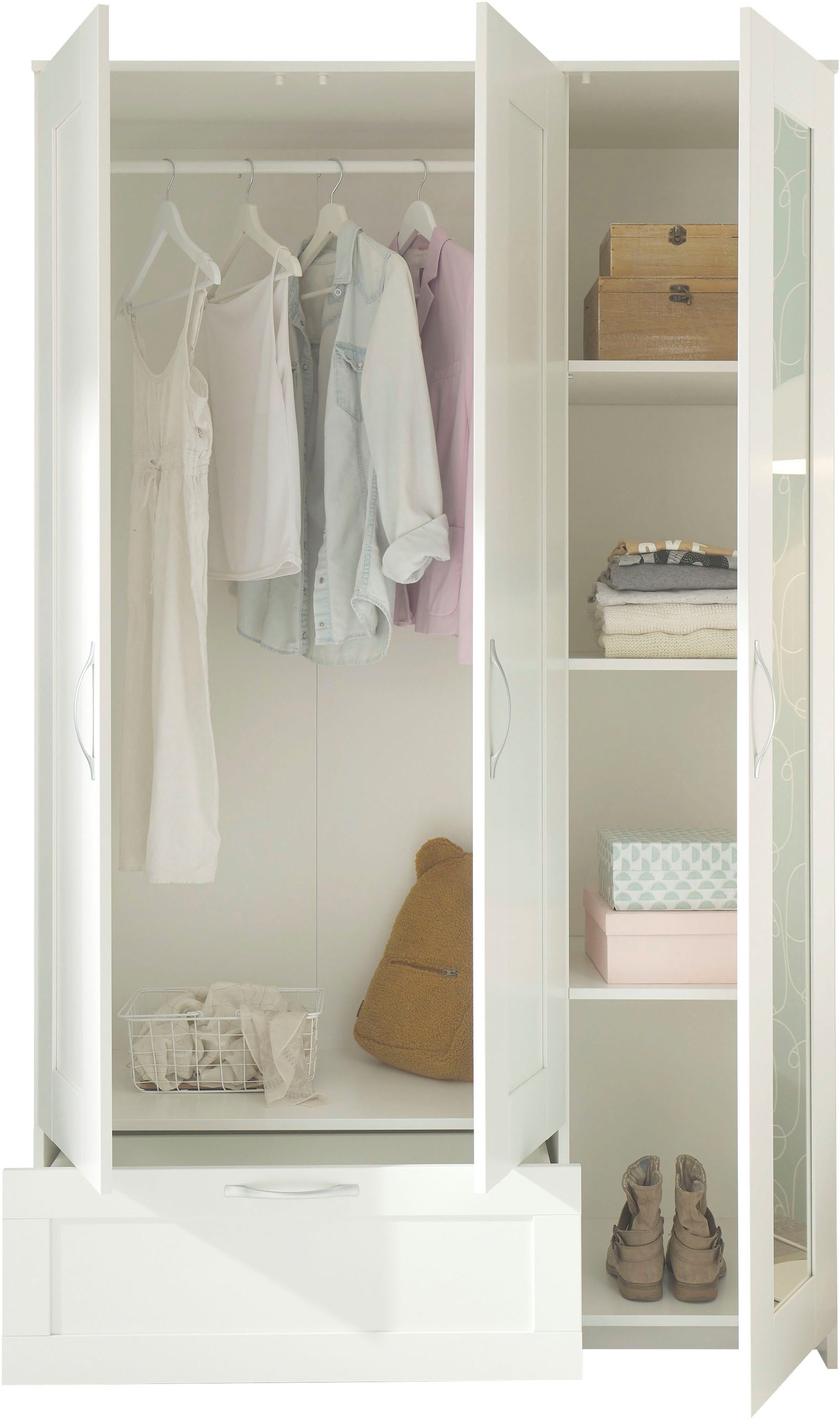 Schlafkontor Drehtürenschrank Lepini, Kleiderschrank mit Spiegel und Schubkasten als 3- oder 4-türer erhältlich