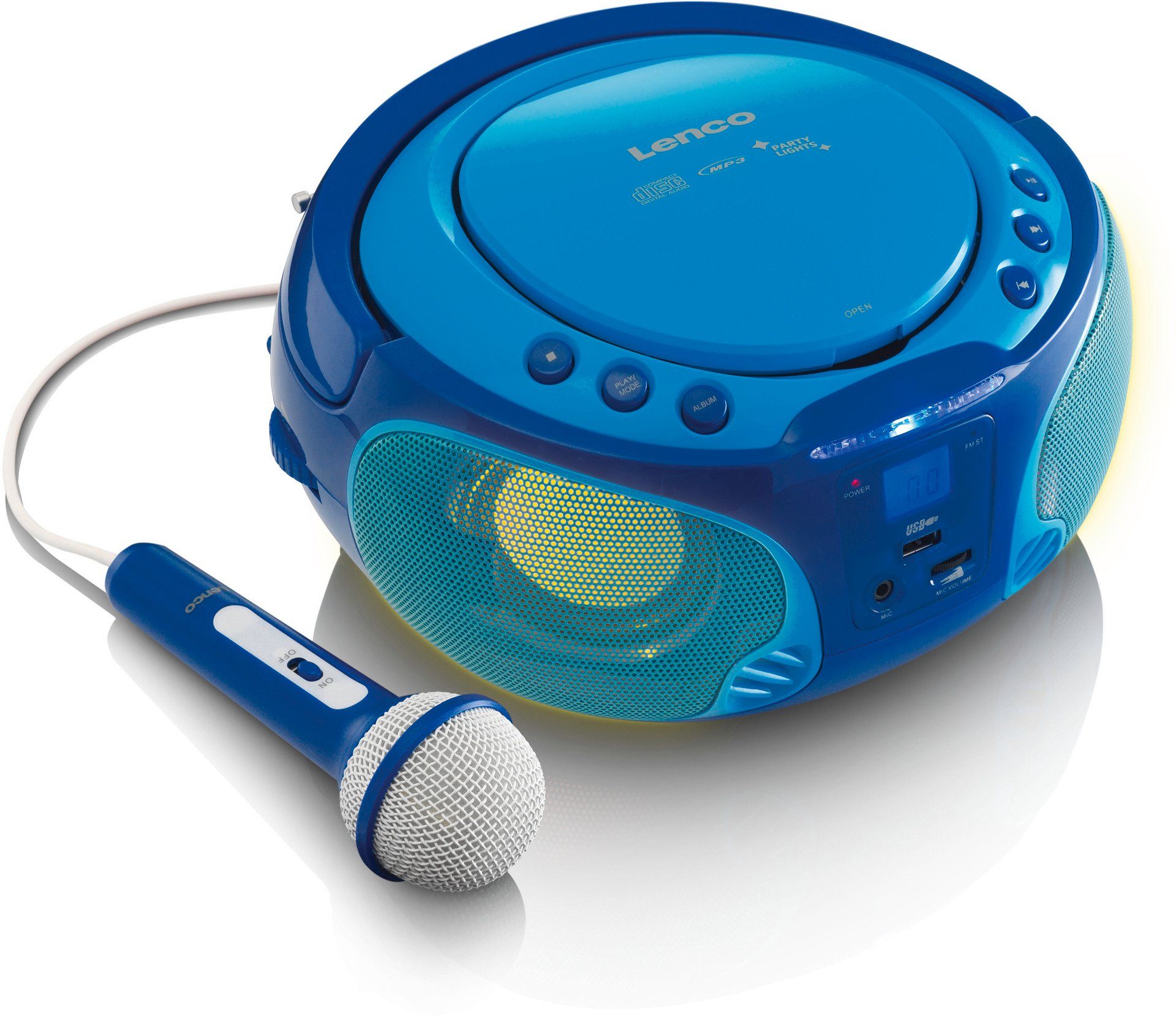 Lenco SCD-650BU CD-Radio m. MP3, USB, Lichteffekt, Mikro Boombox Blau
