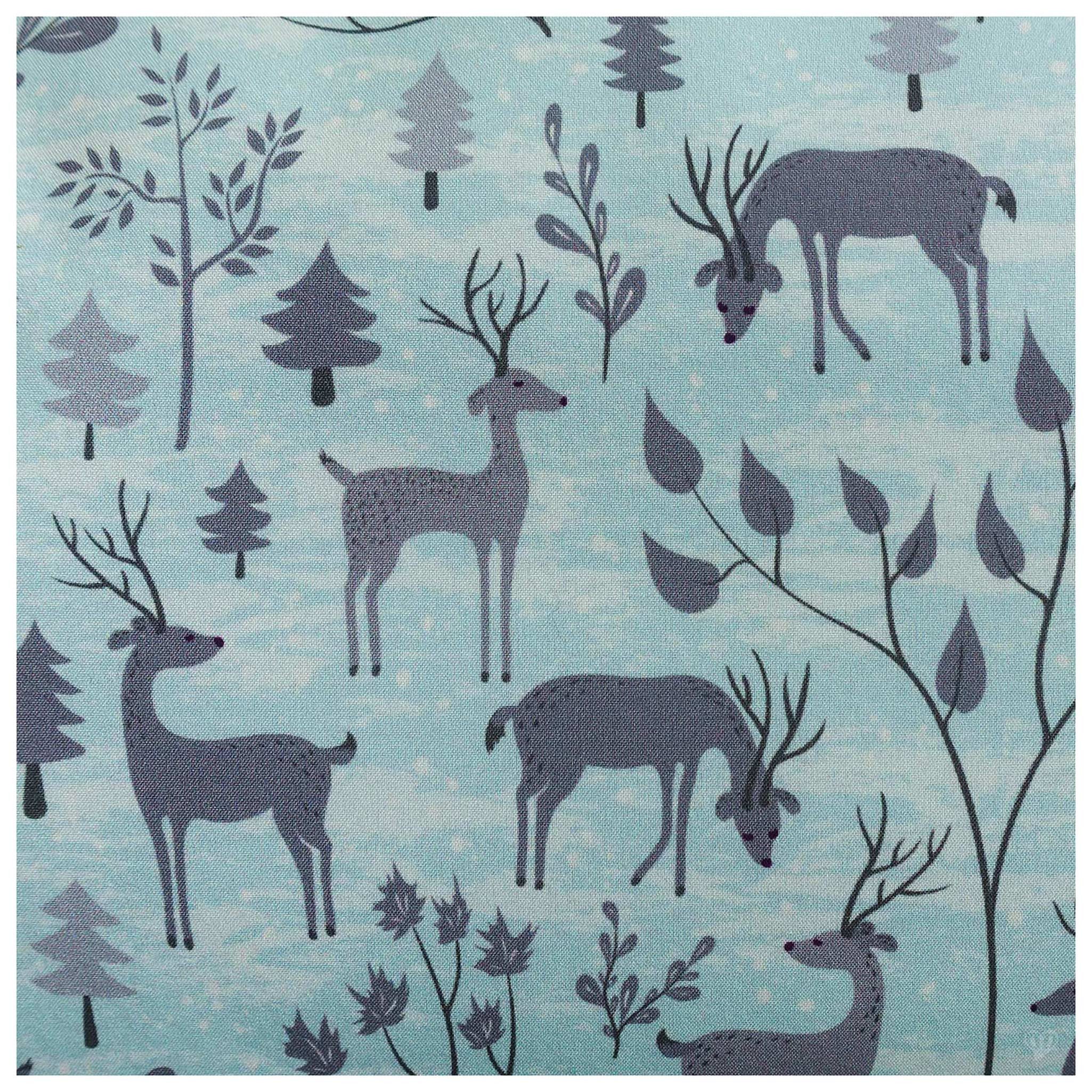 maDDma Stoff Softshell-Stoff mit Kindermotiven Outdoorstoff ab 0,5m Meterware, Hirsch mint