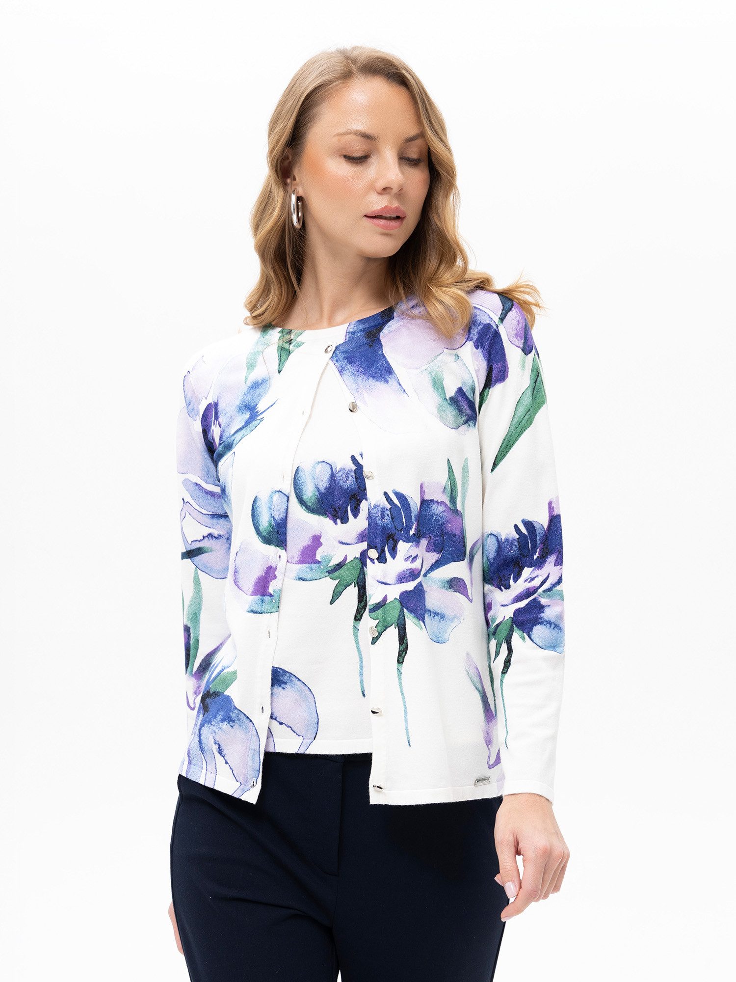 Passioni 2-in-1-Strickjacke Twinset mit Blumen Muster