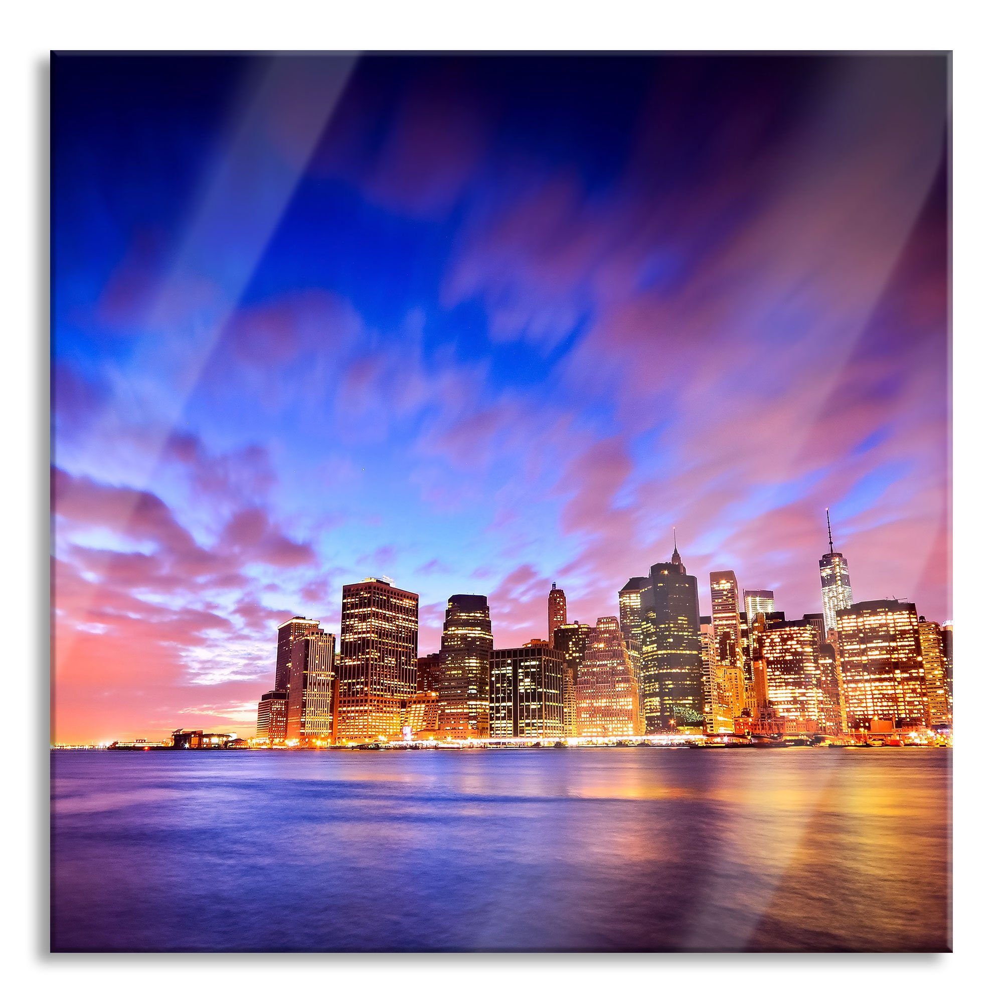 Pixxprint Glasbild Skyline New York, Skyline New York (1 St), Glasbild aus Echtglas, inkl. Aufhängungen und Abstandshalter | Bilder