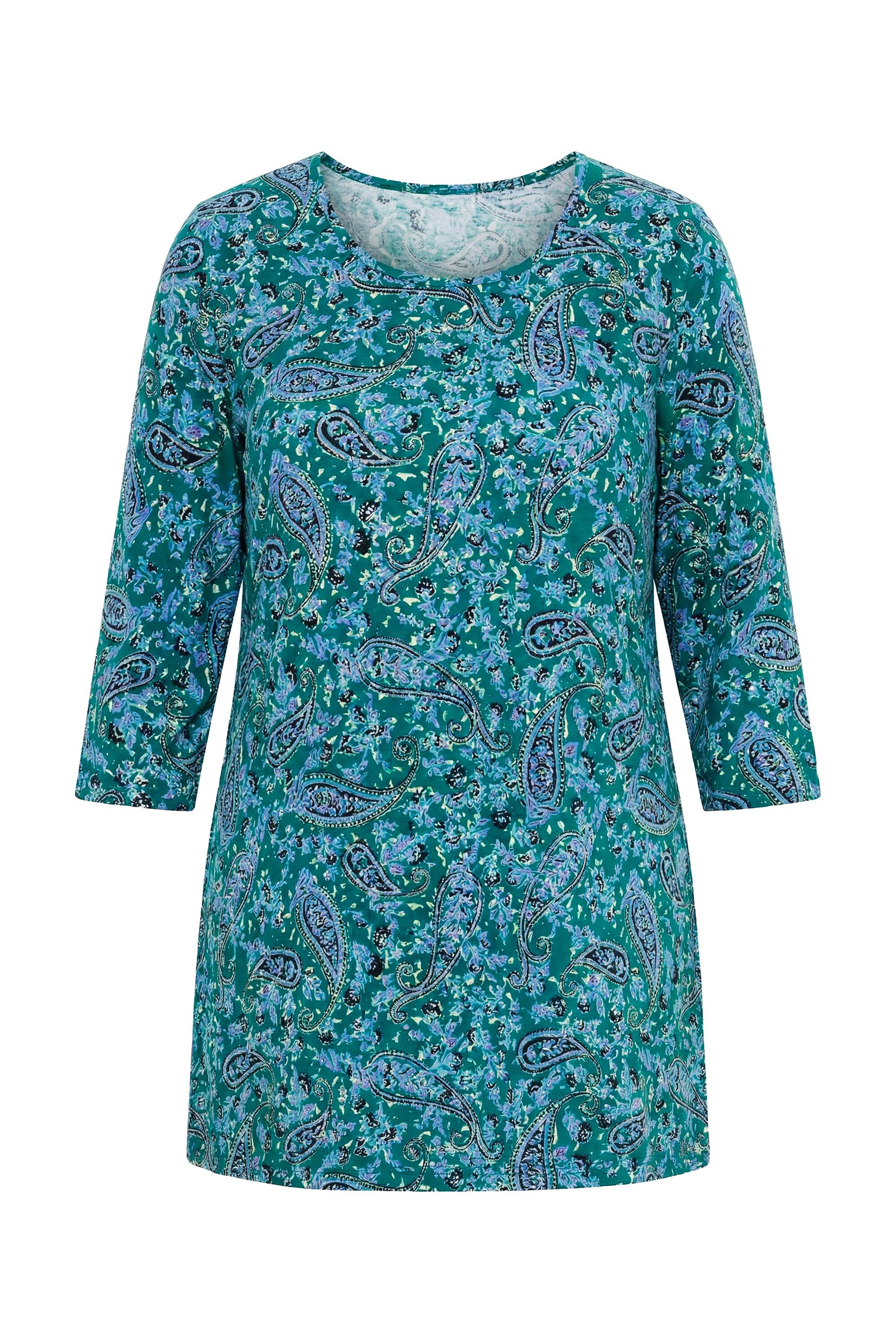 Longshirt Longshirt Paisley Rundhalsausschnitt 3/4-Arm