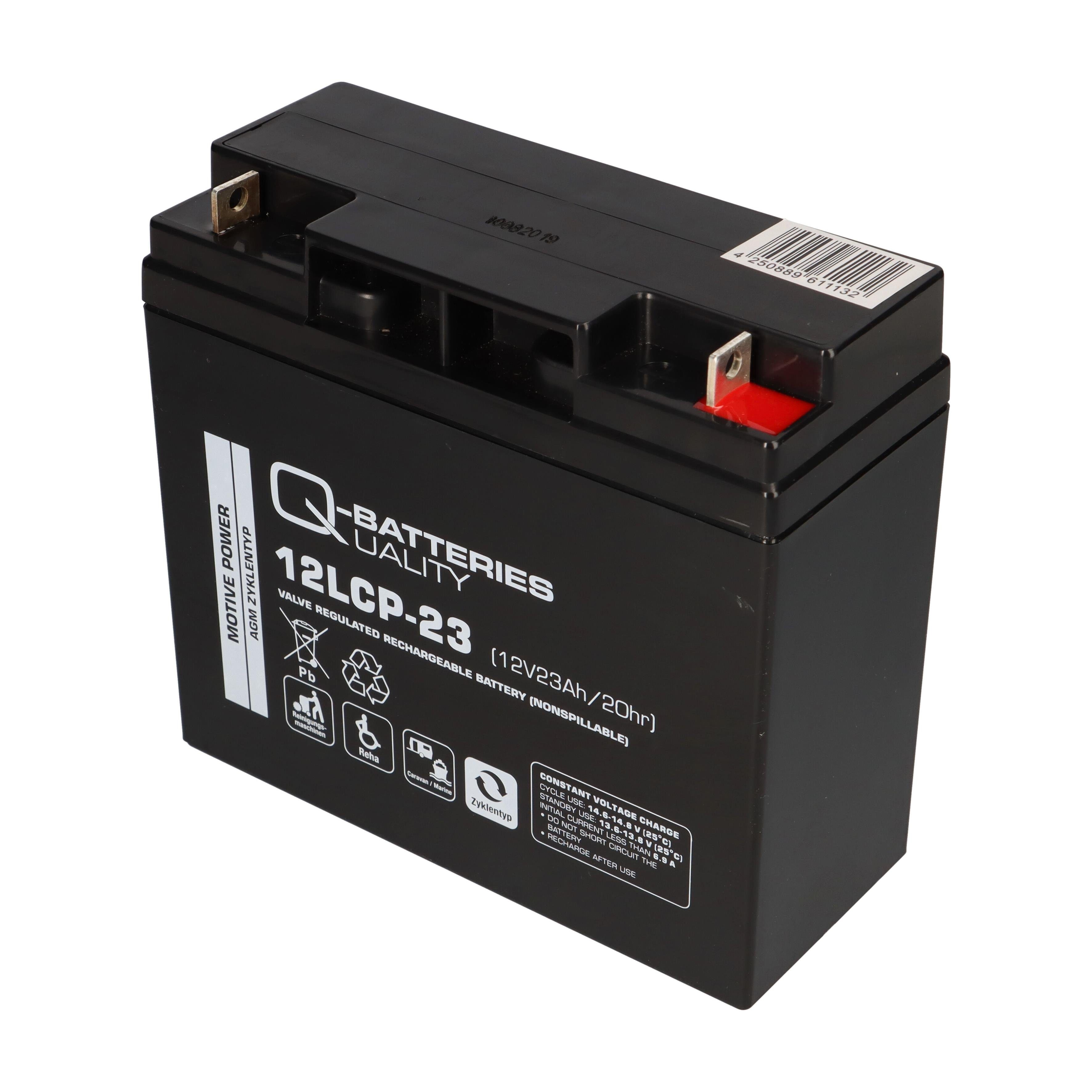 Q-Batteries 1x - - 23Ah 12LCP-23 Blei Q-Batteries Akku 12V Zyklentyp AGM Bleiakkus / Deep