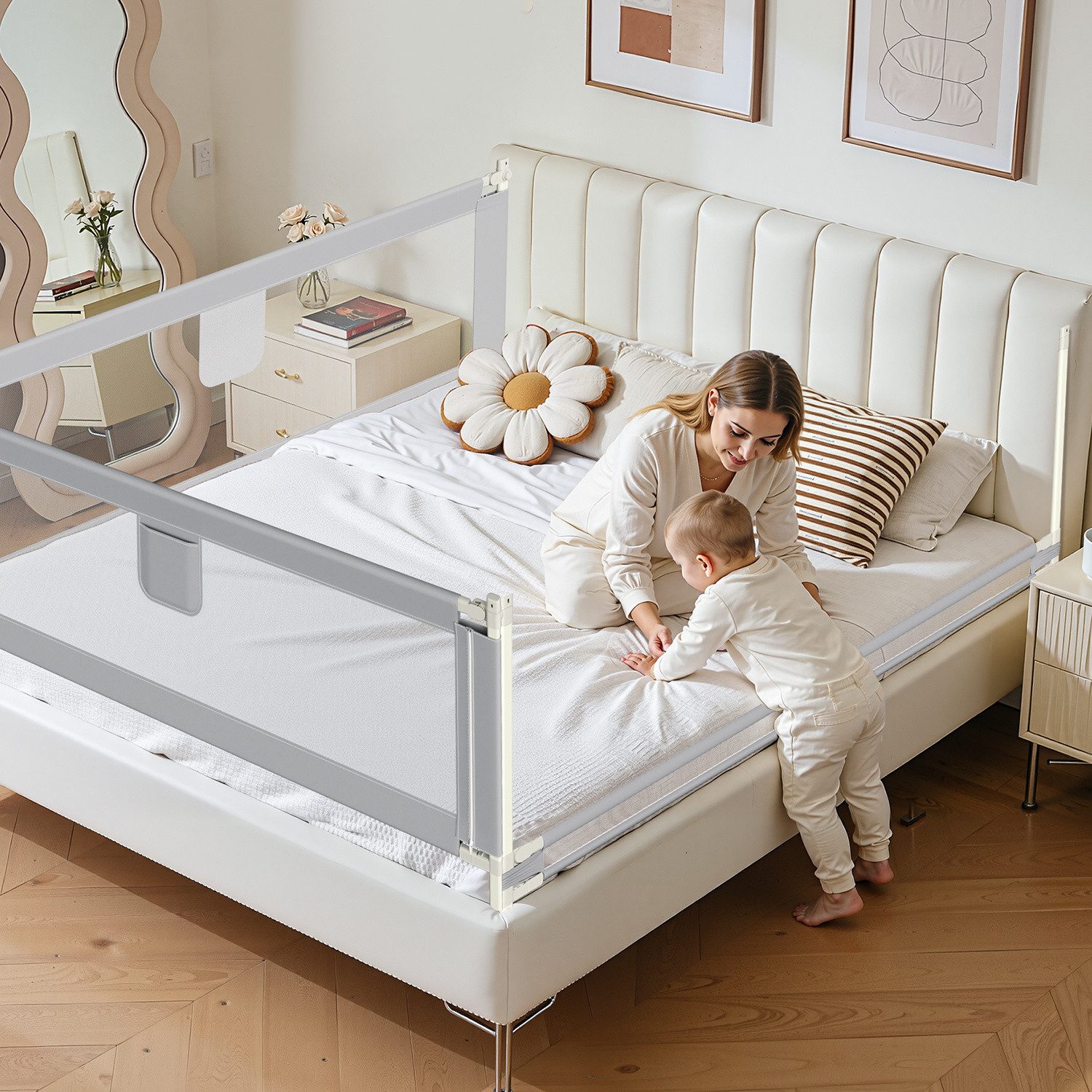 Clanmacy Bettschutzgitter Bettschutzgitter Bettgitter Kinderbettgitter Bettschutz Baby 150cm – Bild 3 von 5