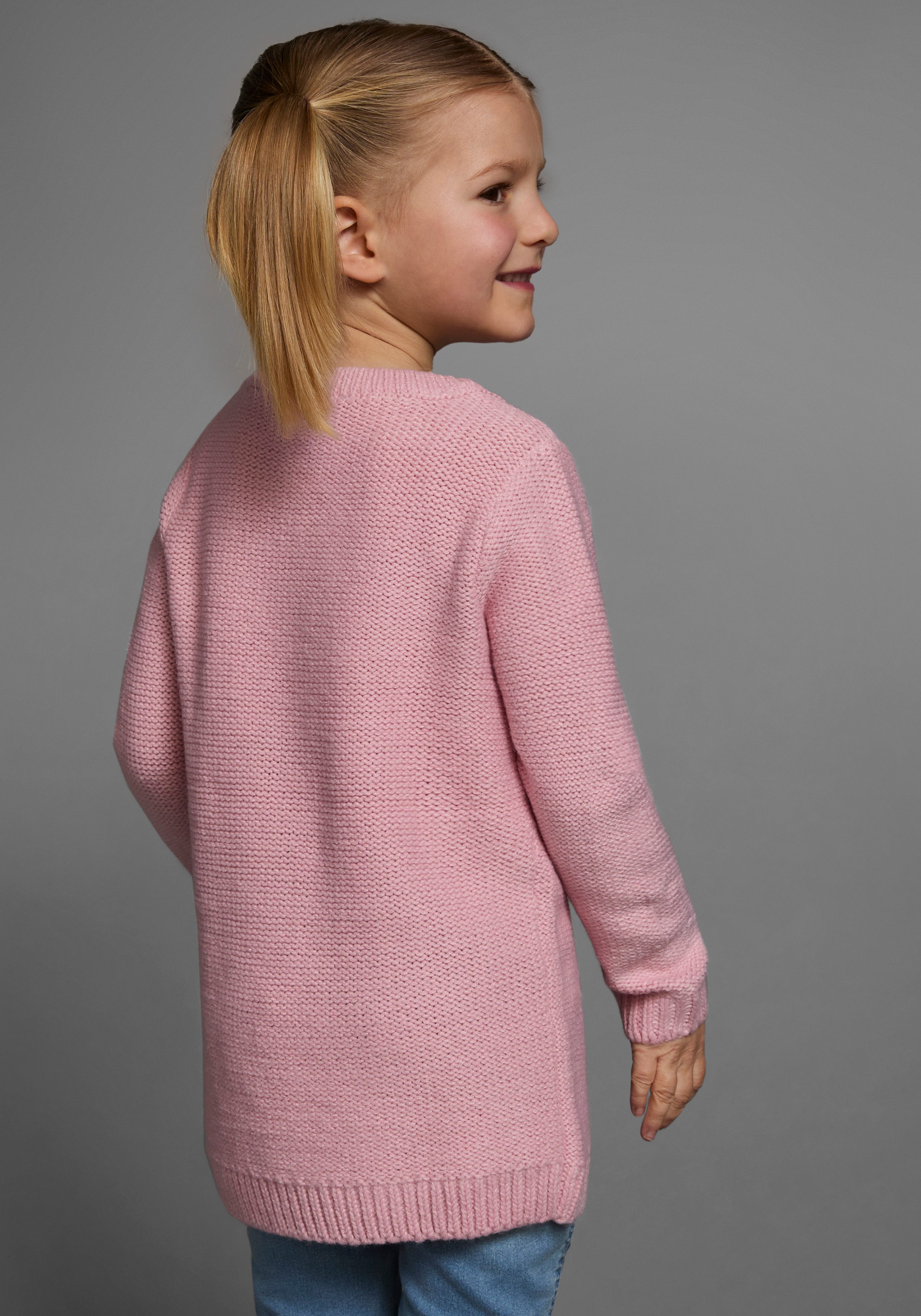 KIDSWORLD Strickpullover, Longpullover mit Herz-Muster für kleine Mädchen mit niedlichen Herzen